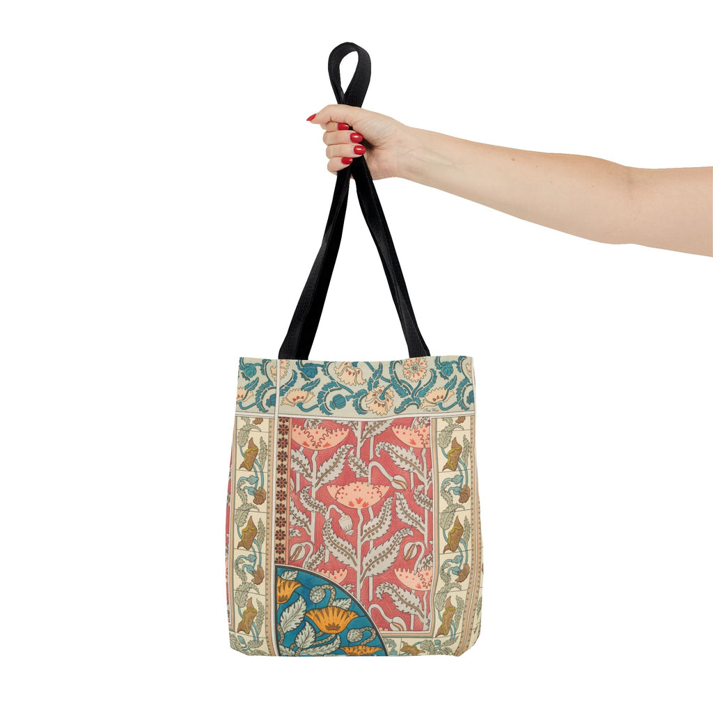 Deco Poppies Tote Bag (3 sizes, 5 handle colors to choose from)