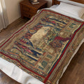 French Tapestry w Monkeys - Velveteen Plush Blanket / Wall Hanging