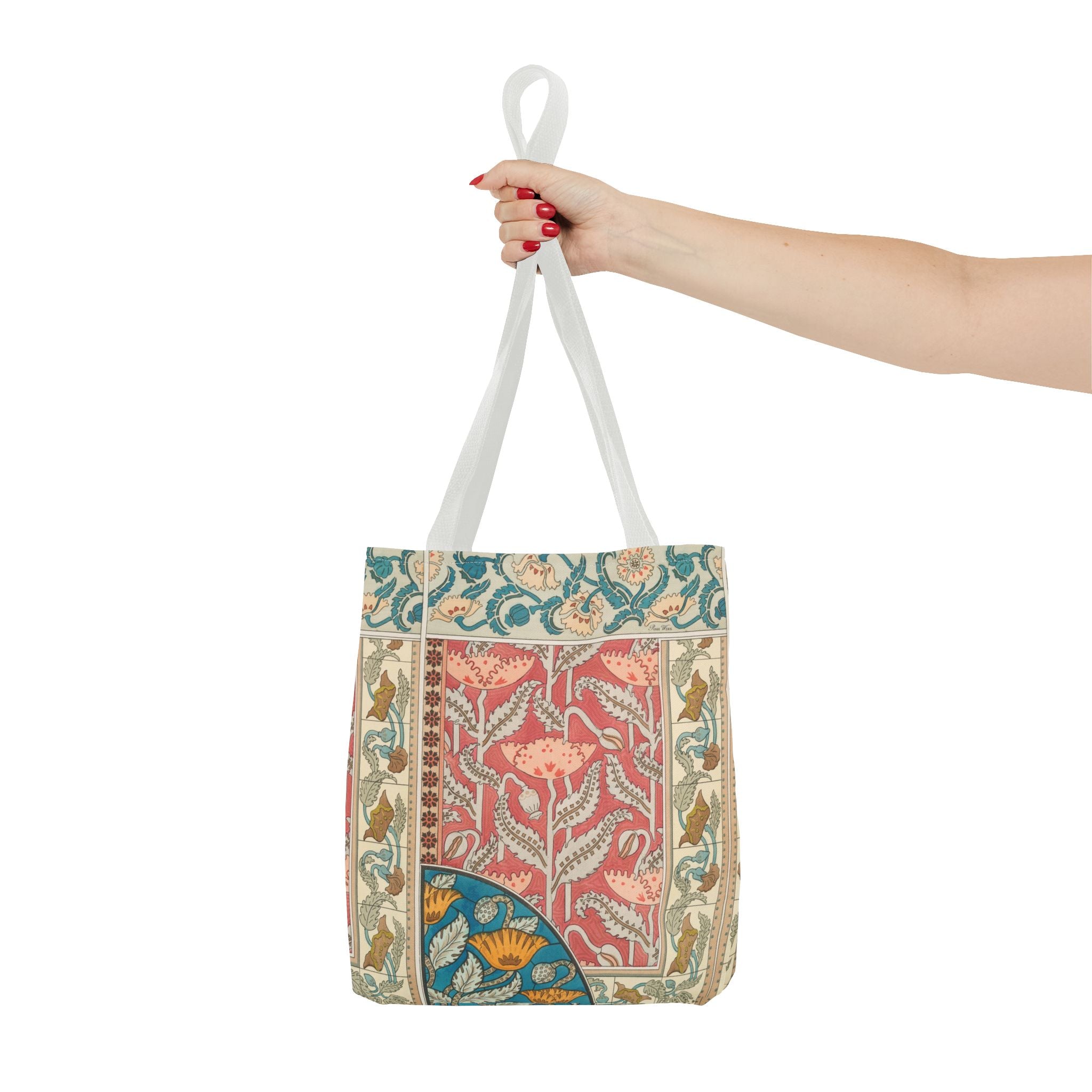 Deco Poppies Tote Bag (3 sizes, 5 handle colors to choose from)