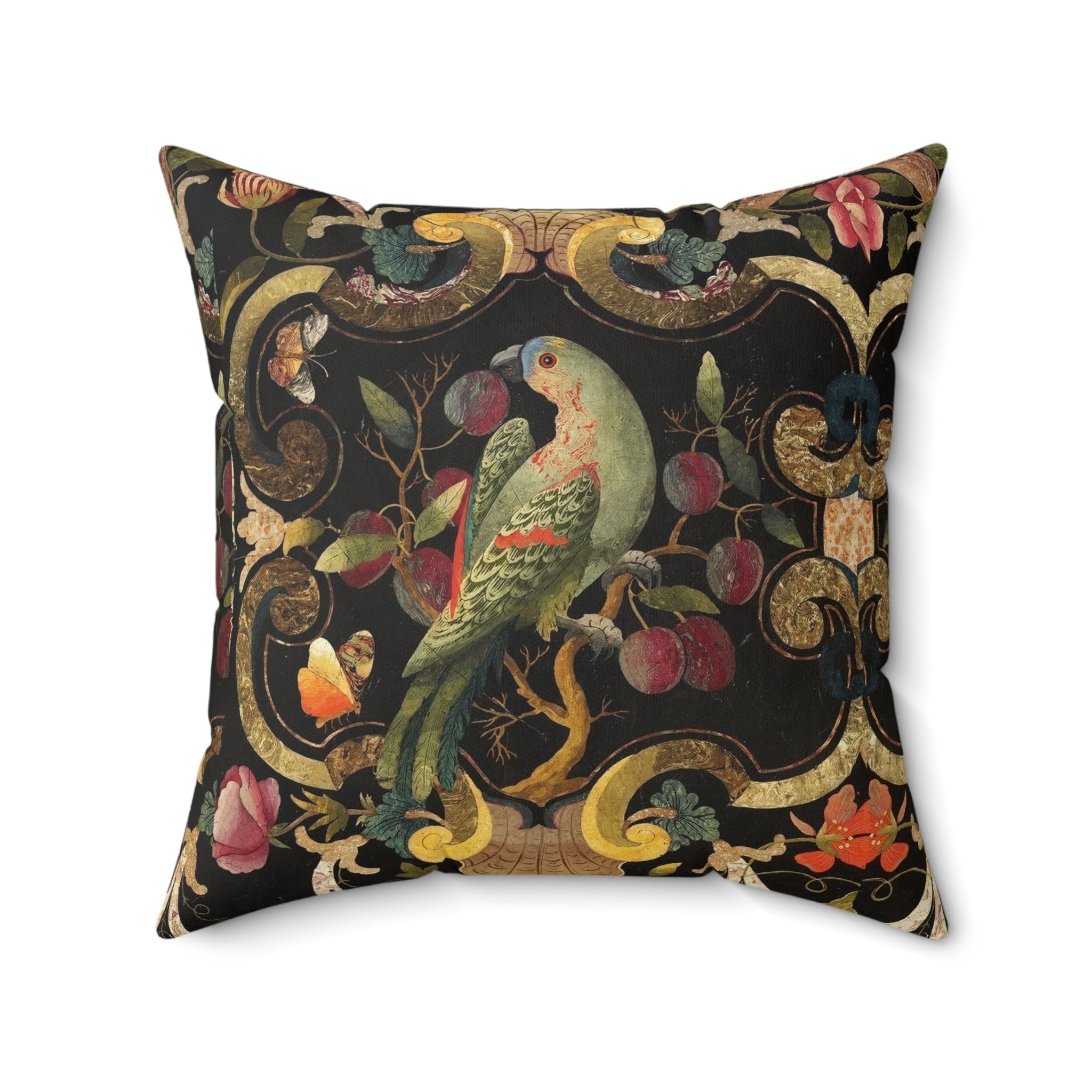 Bohemian Parrots Faux Suede Pillow, Cozy Living Room Accent (4 sizes)