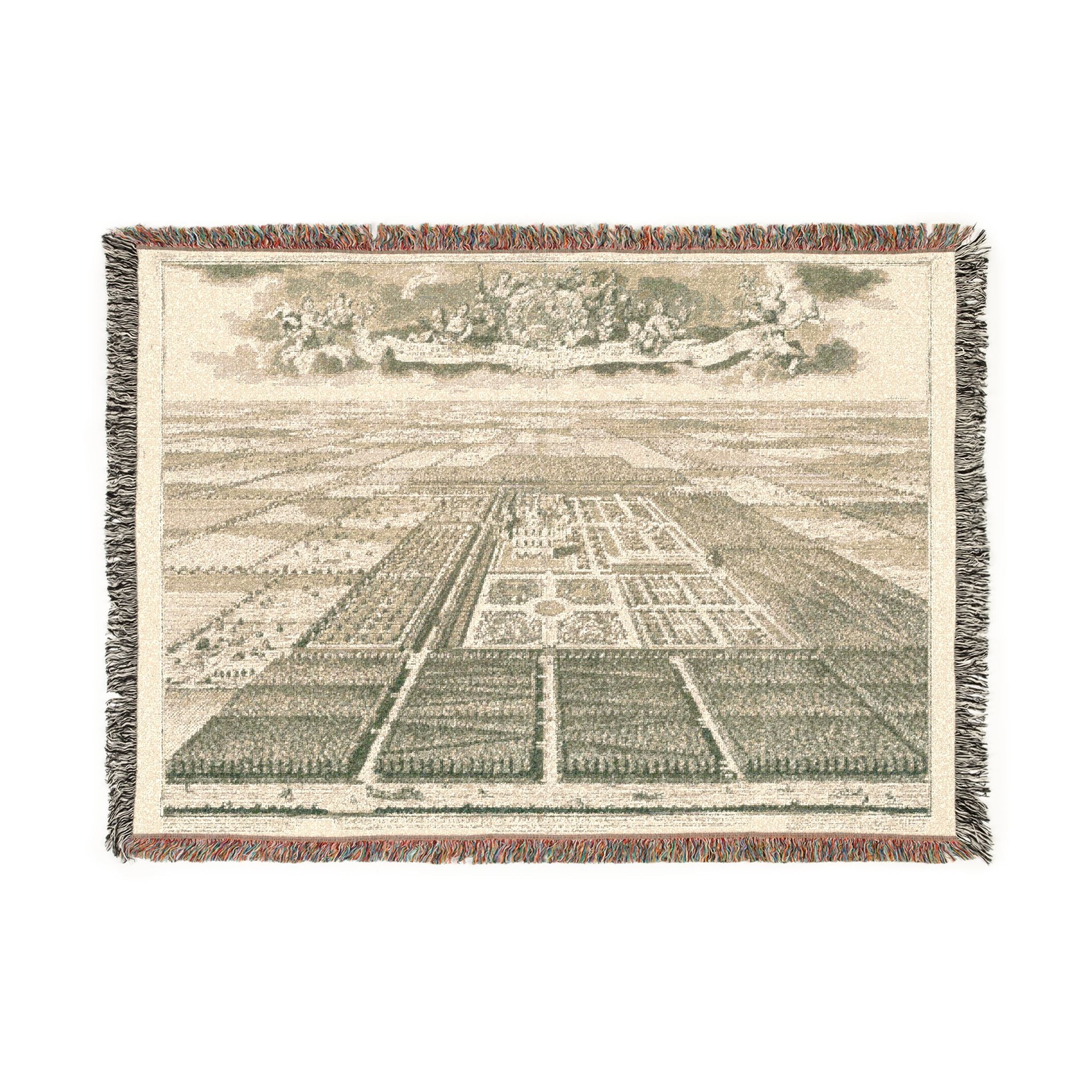 Estate Antique Aerial View: Woven Blanket Throw / Wall Art Hanging