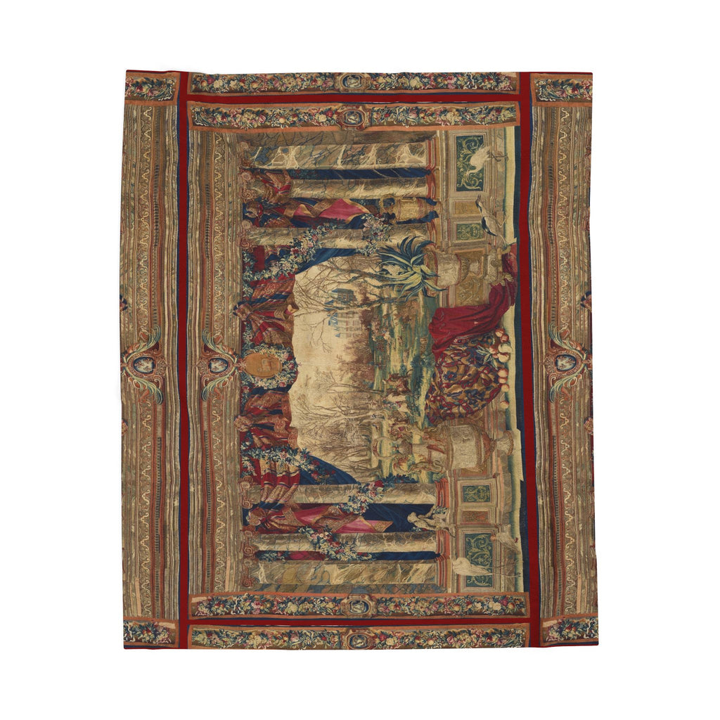 French Tapestry w Monkeys - Velveteen Plush Blanket / Wall Hanging