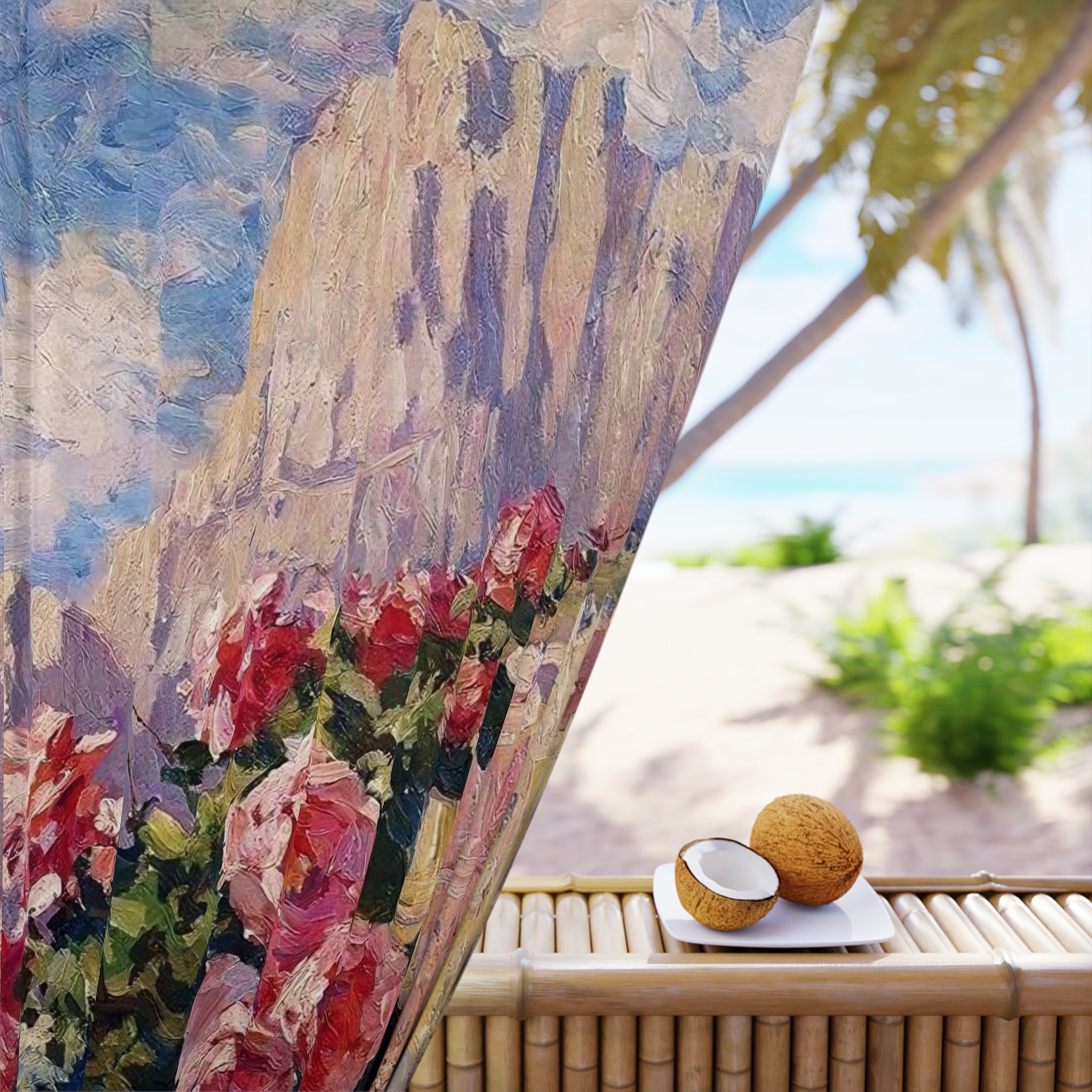 Bouquet in Scenic Window: Window Curtains (1 Piece)