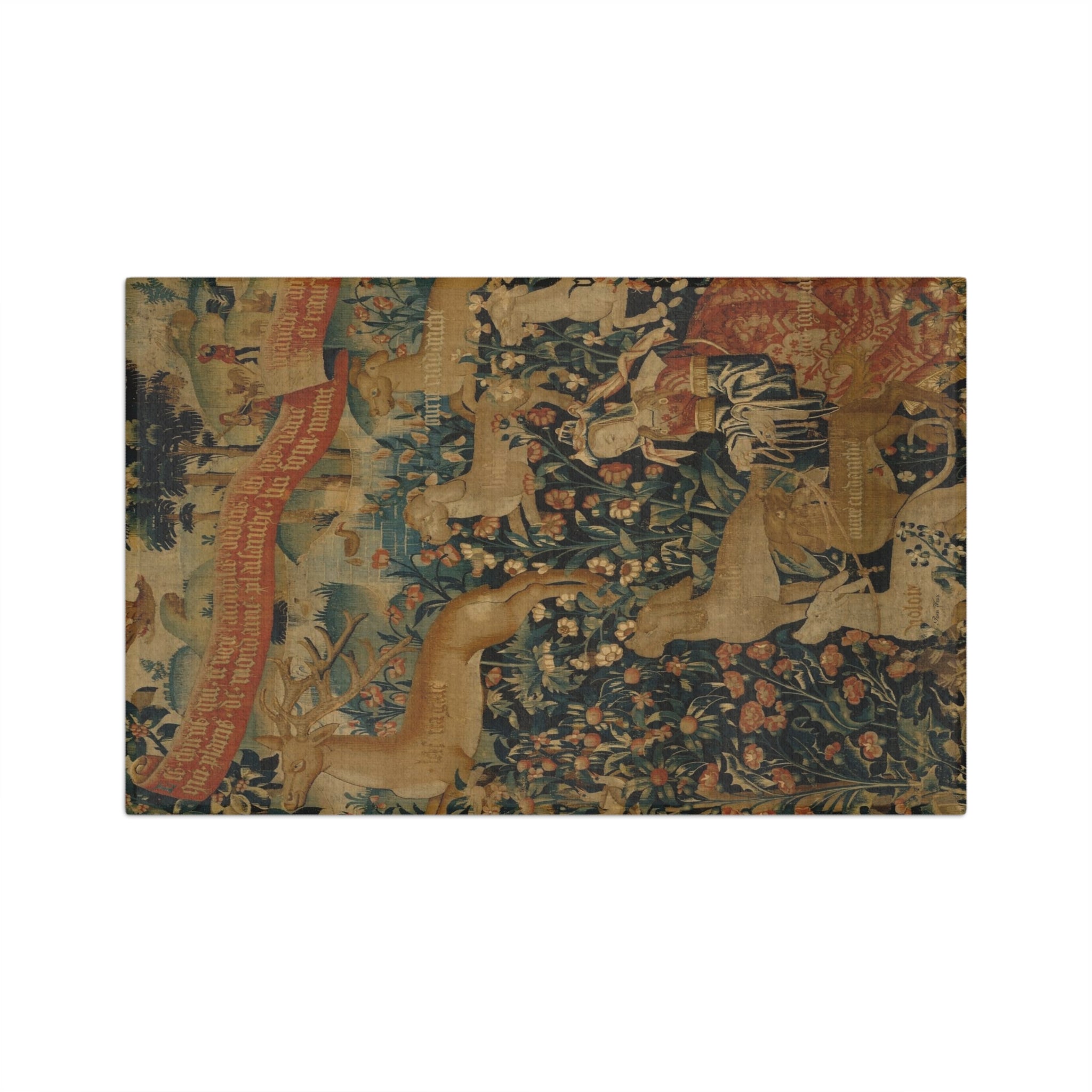 French Tapestry with Red Ribbon Microfiber Tea Towel /Kitchen / Barware