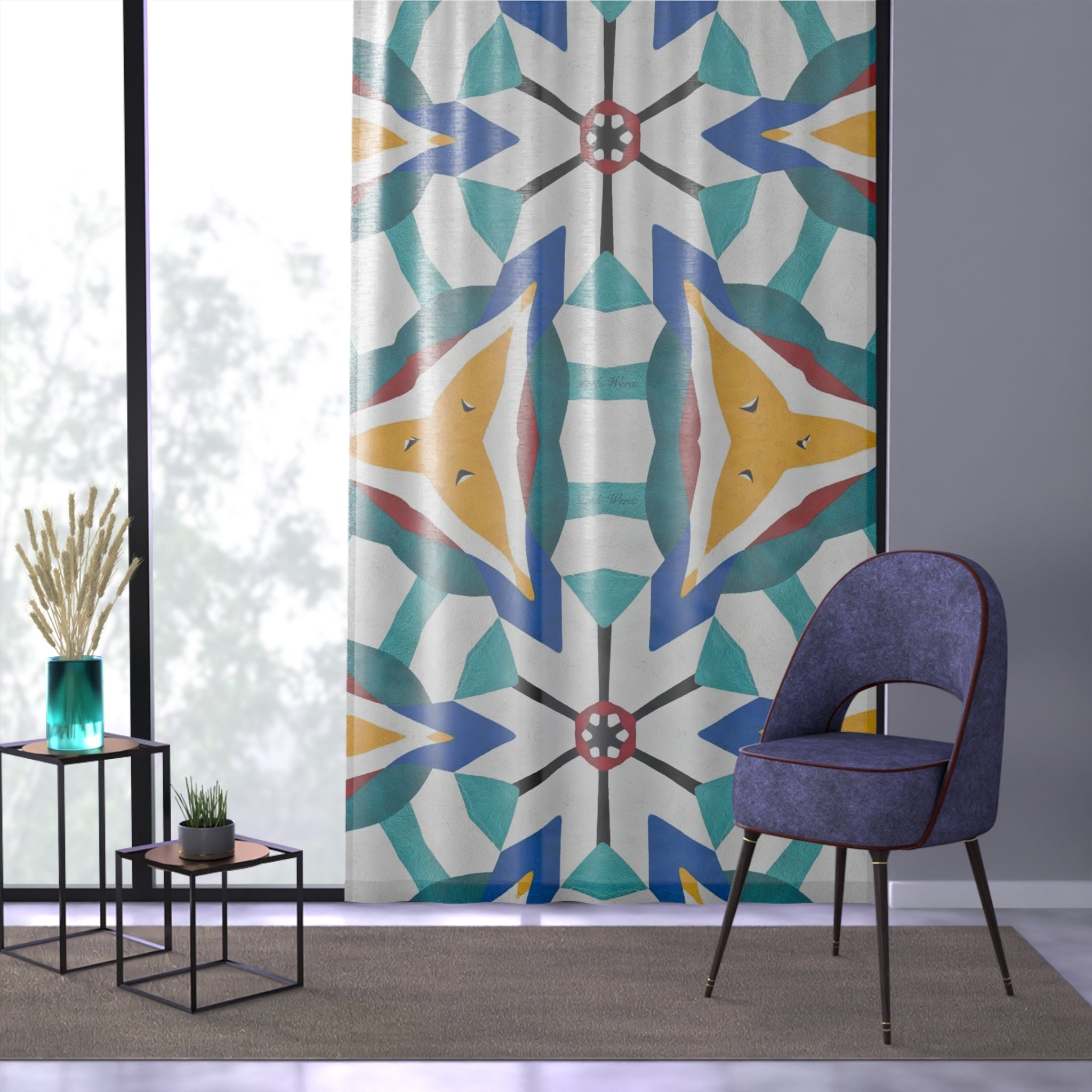Bold Modern Painting Window Curtain