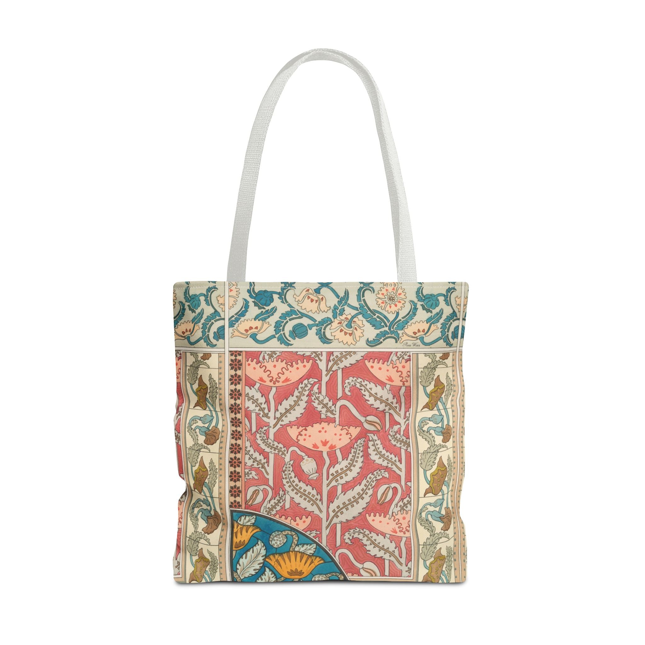 Deco Poppies Tote Bag (3 sizes, 5 handle colors to choose from)