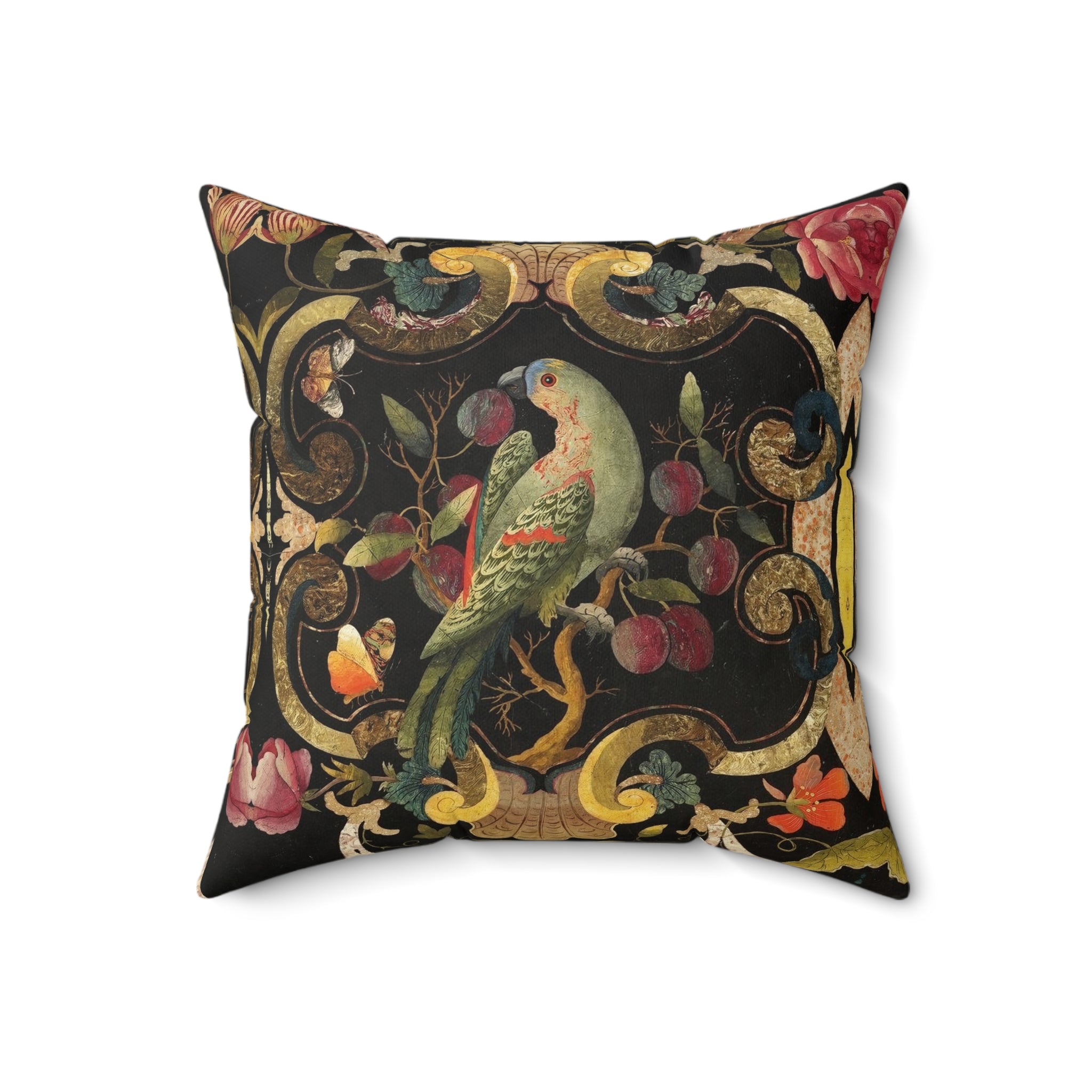 Bohemian Parrots Faux Suede Pillow, Cozy Living Room Accent (4 sizes)