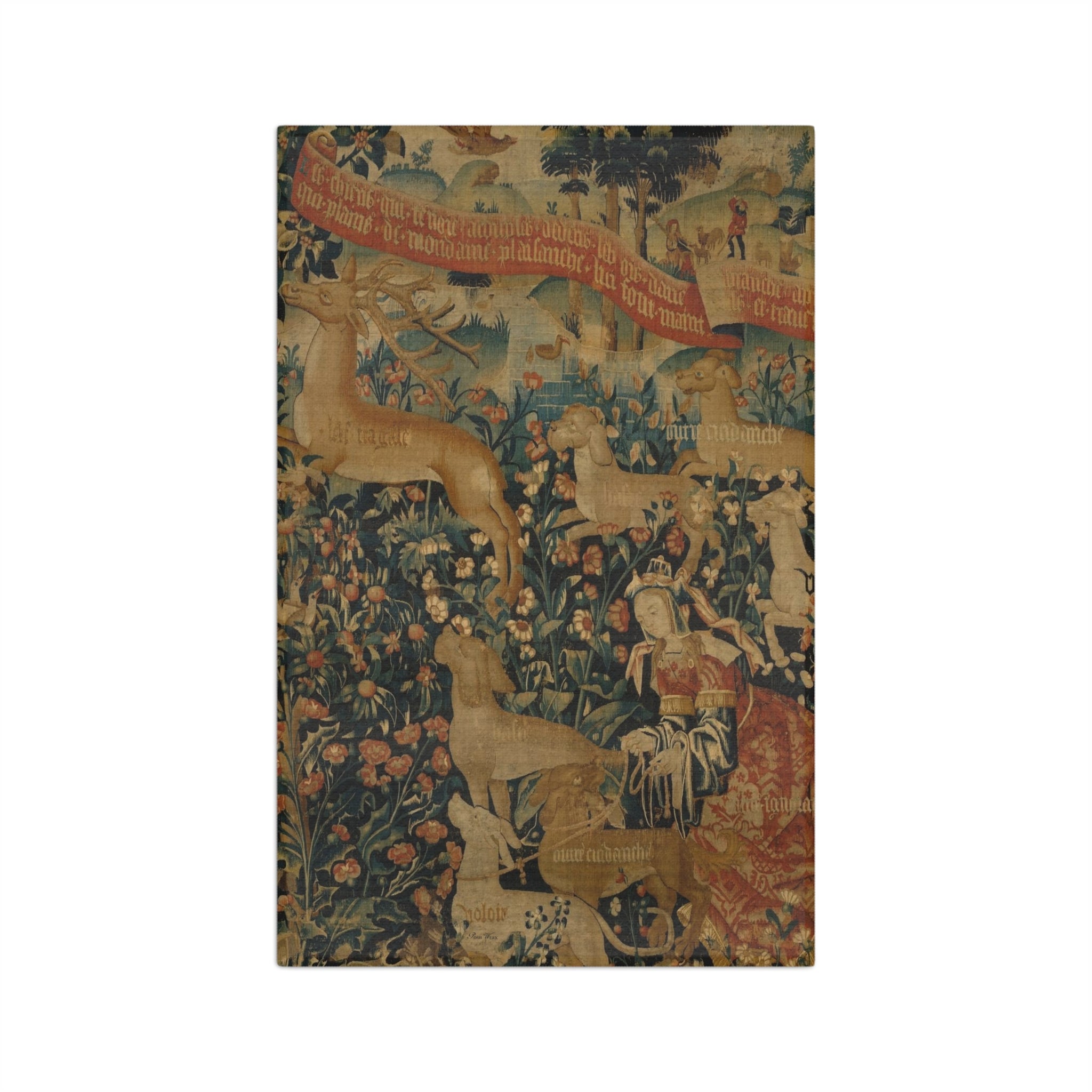 French Tapestry with Red Ribbon Microfiber Tea Towel /Kitchen / Barware
