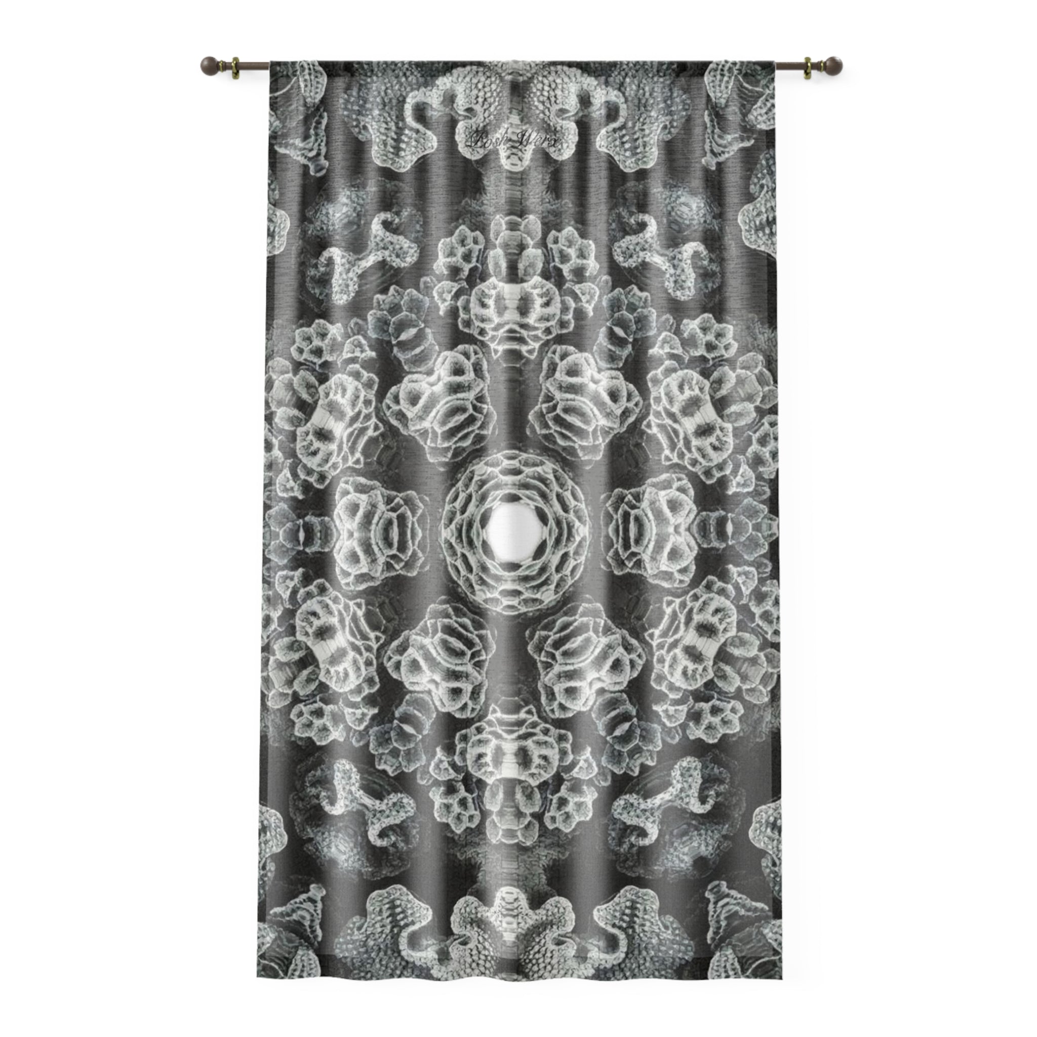 Black And White Coral Semi Sheer Window Curtain