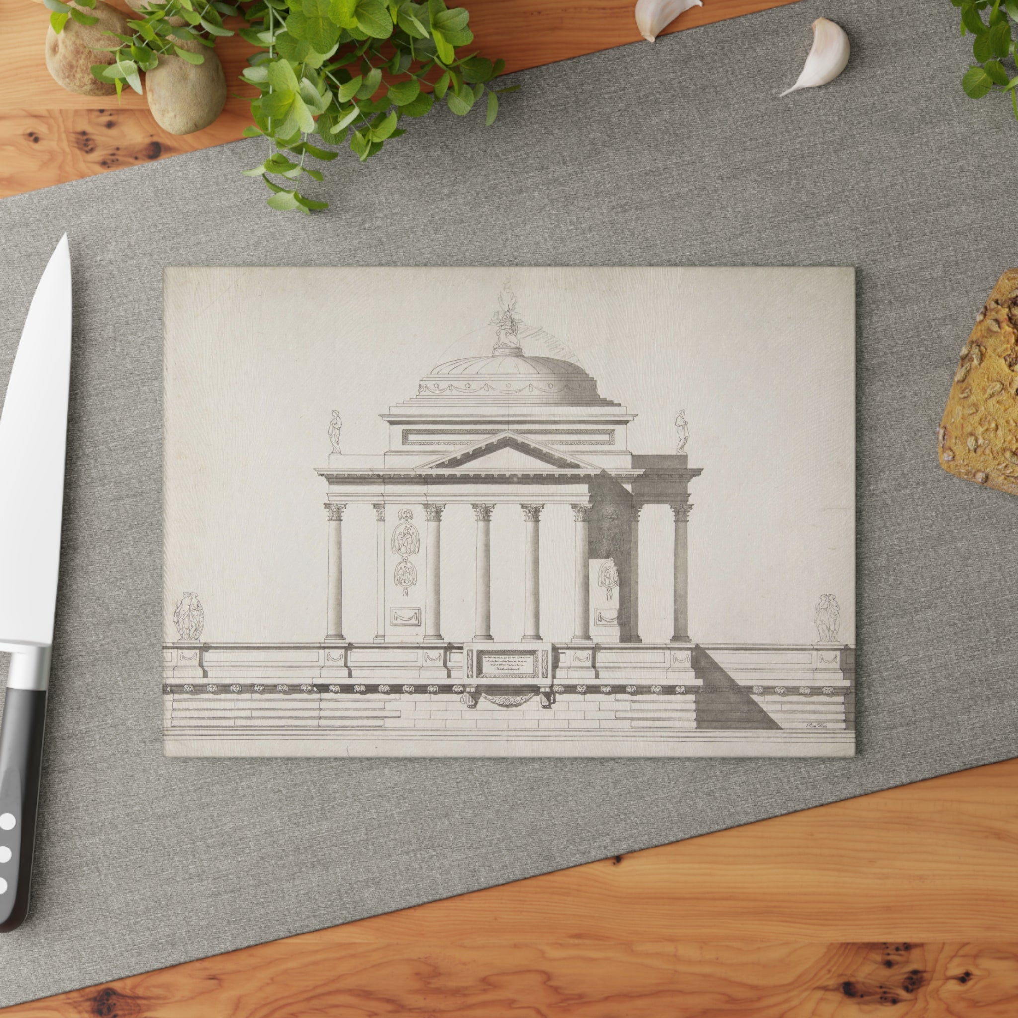 Elegant Architectural Glass Cutting Board v.2 Kitchen Decor / Barware (2 sizes)