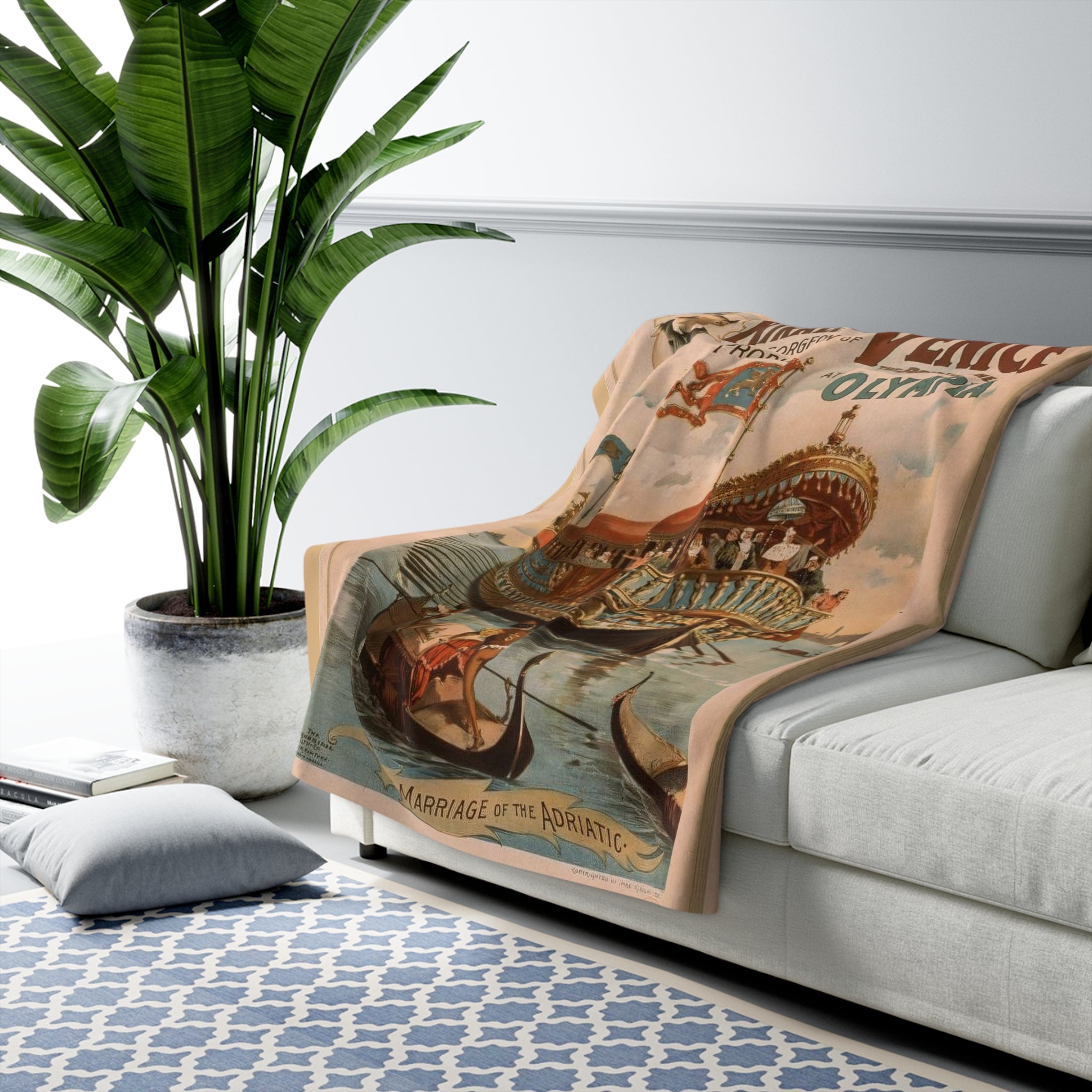 Bride of the Sea - Antique Poster Design / Sherpa Fleece Blanket / Wall Hanging