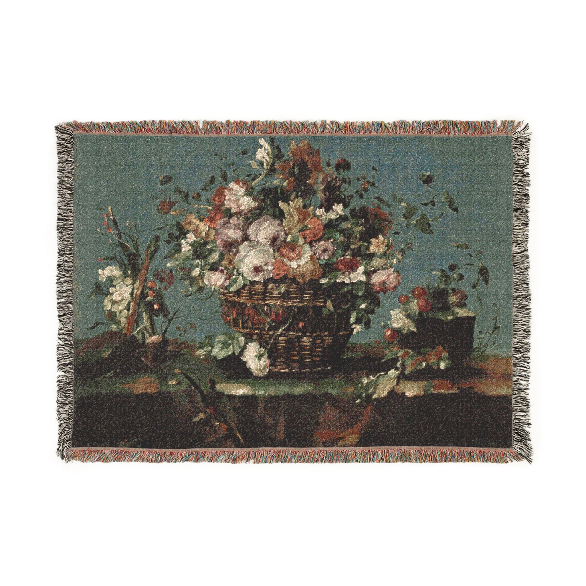 Vintage Floral Woven Blanket – Classic Still Life Throw (3 sizes)