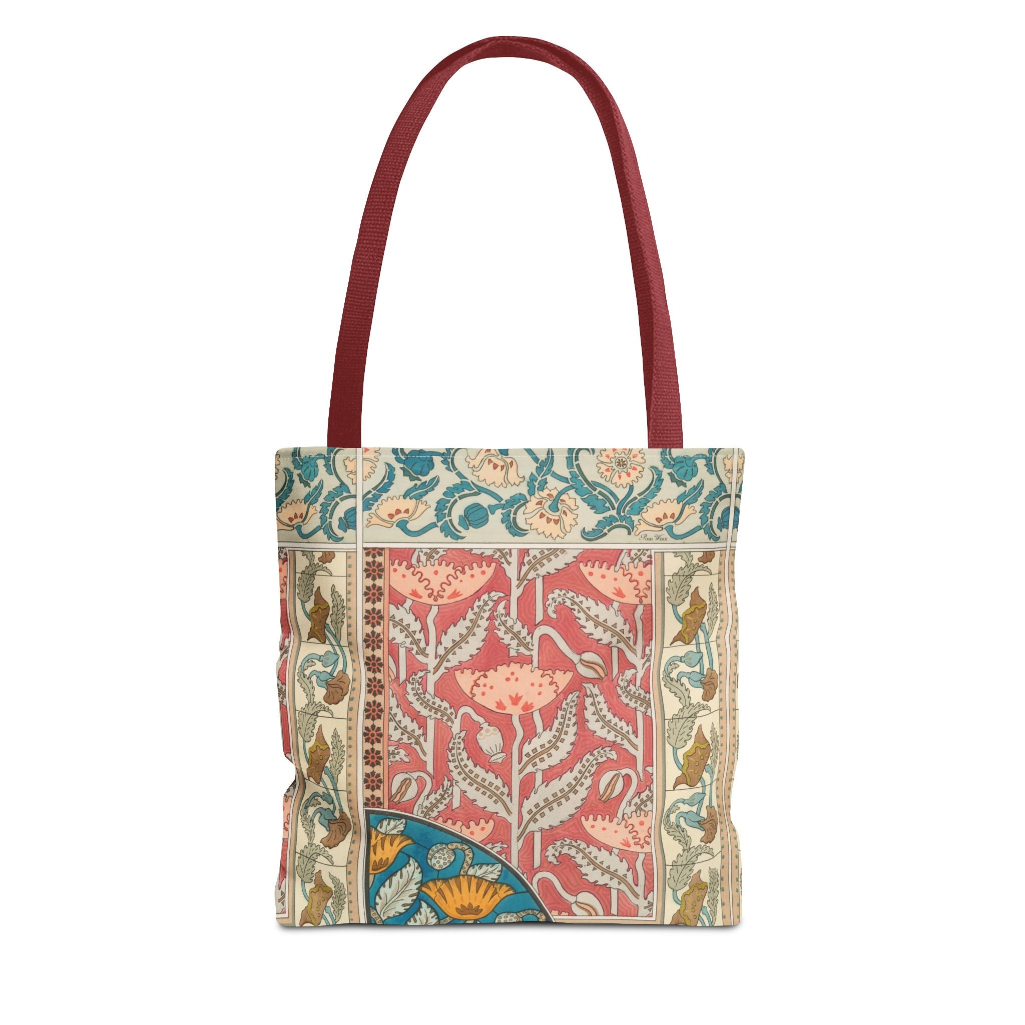 Deco Poppies Tote Bag (3 sizes, 5 handle colors to choose from)