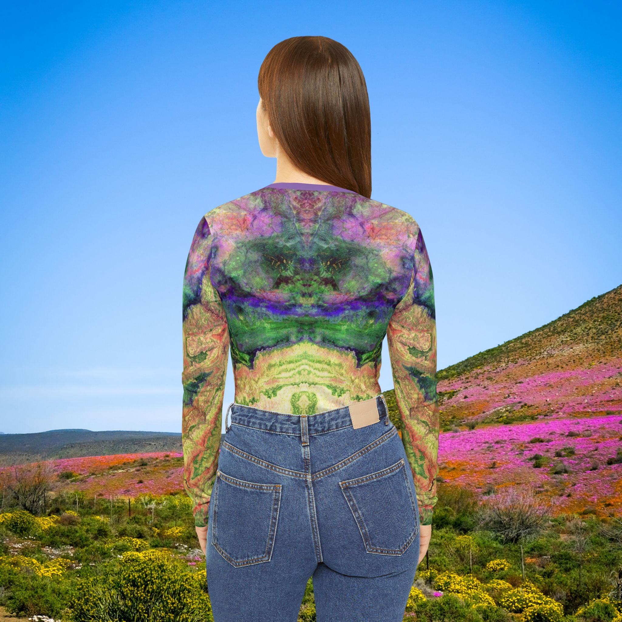 Italian Marble Paper  v.2 a Women's Long Sleeve V-neck Shirt (8 sizes)