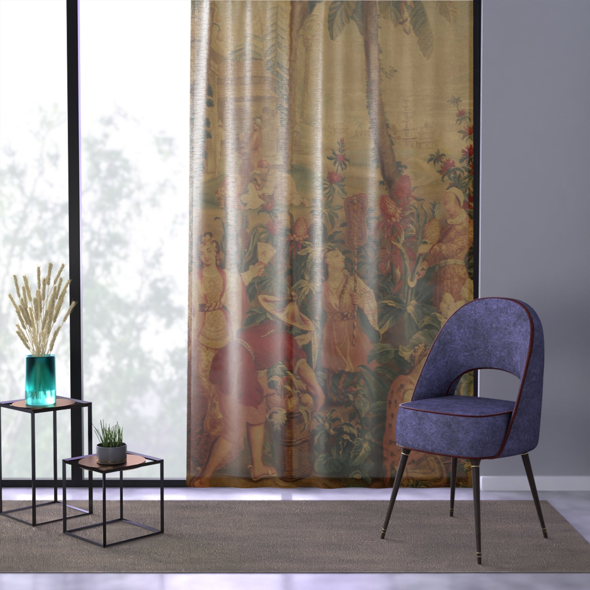 French Tapestry Window Curtain (Somewhat Transparent)