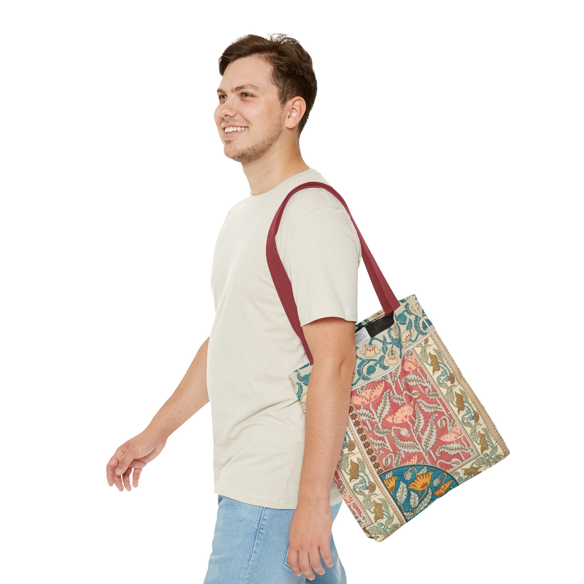 Deco Poppies Tote Bag (3 sizes, 5 handle colors to choose from)