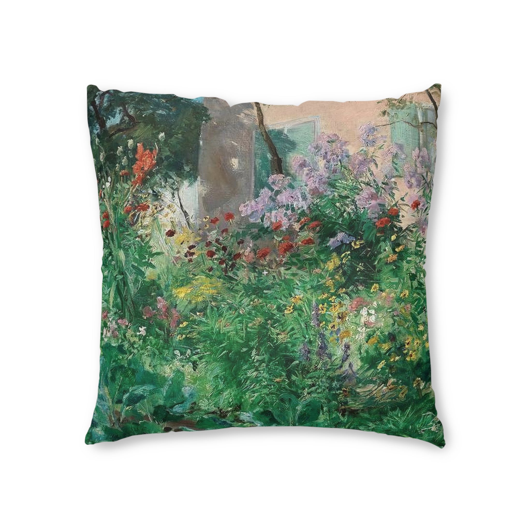Garden and French House w Shutters Tufted Floor Pillow, Square (2 sizes)