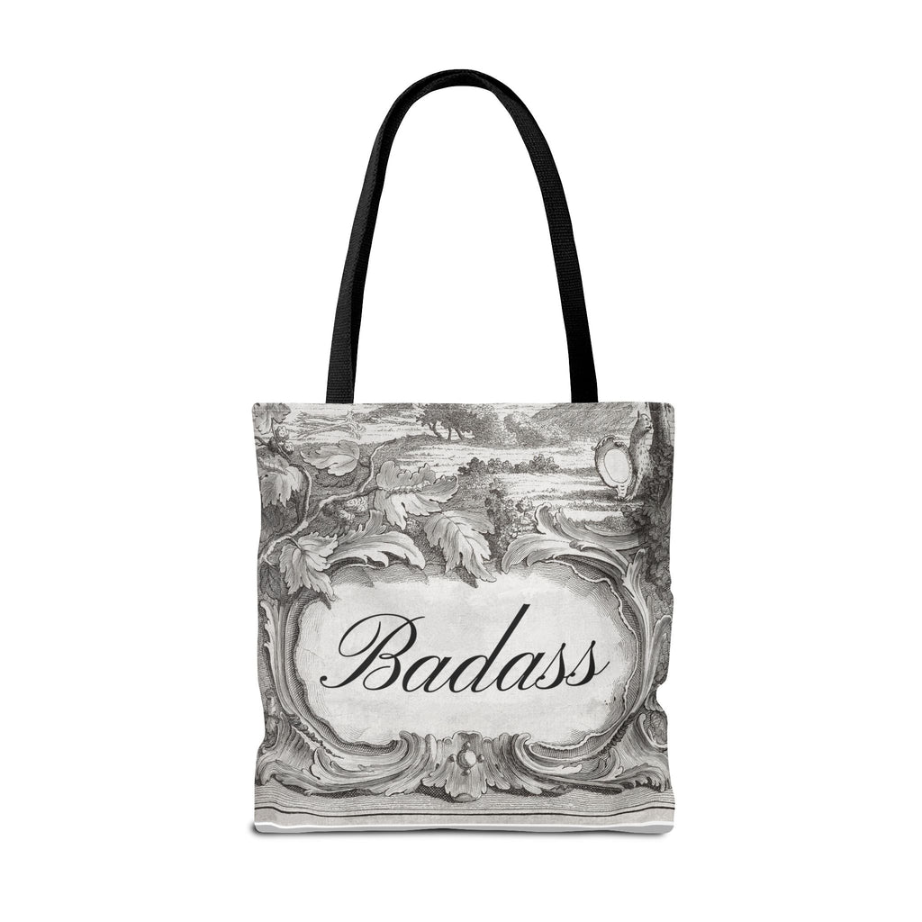 French Toile Cartouche - Badass Tote Bag (3 sizes, 5 handle colors)