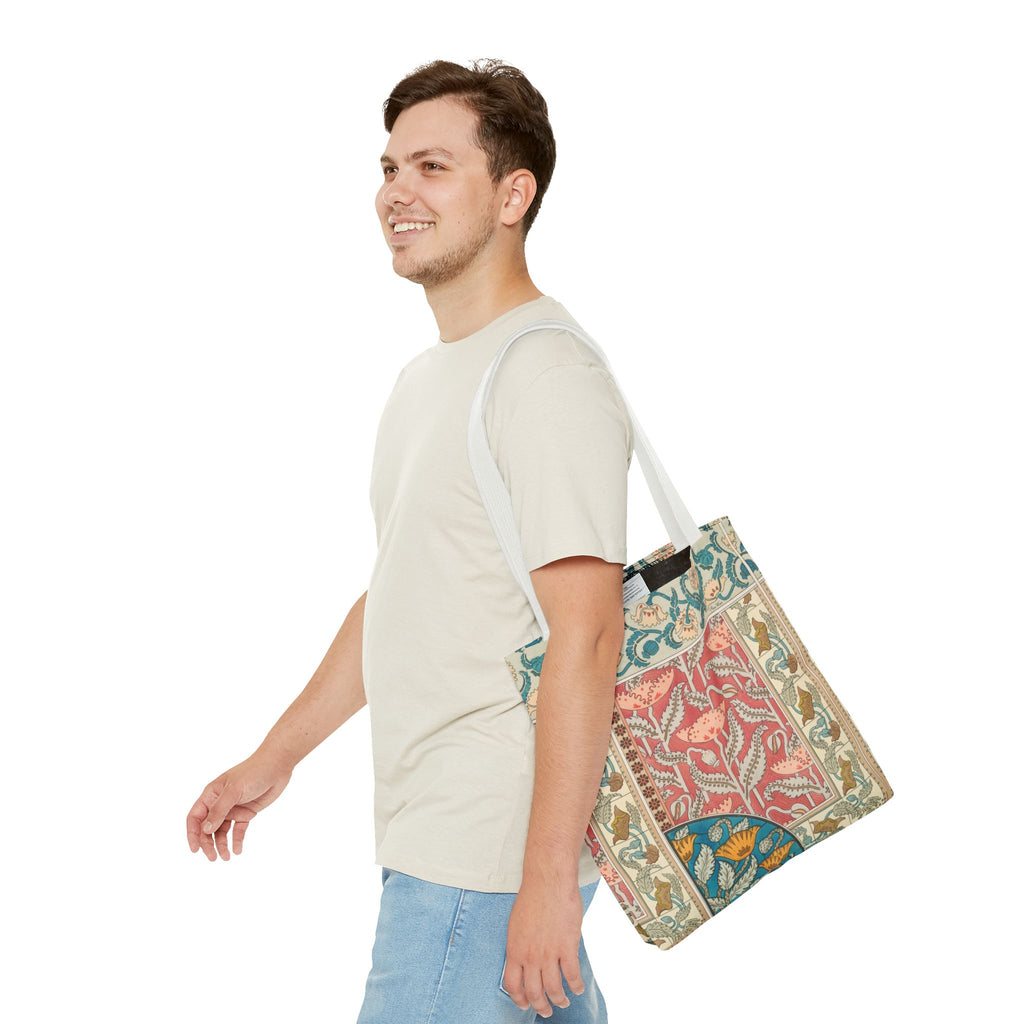 Deco Poppies Tote Bag (3 sizes, 5 handle colors to choose from)