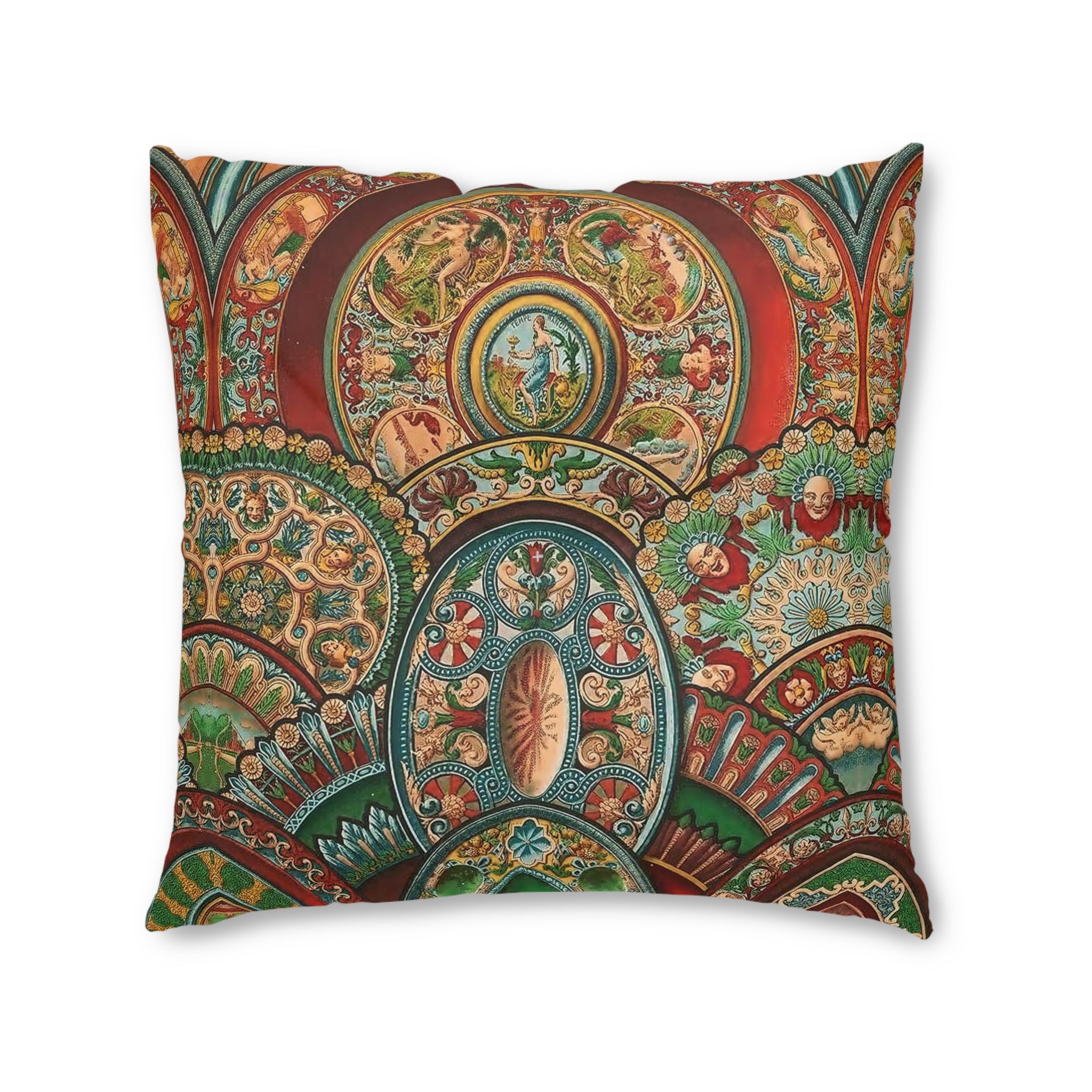 Renaissance Circles and Arches Tufted Floor Pillow, Square (2 sizes)