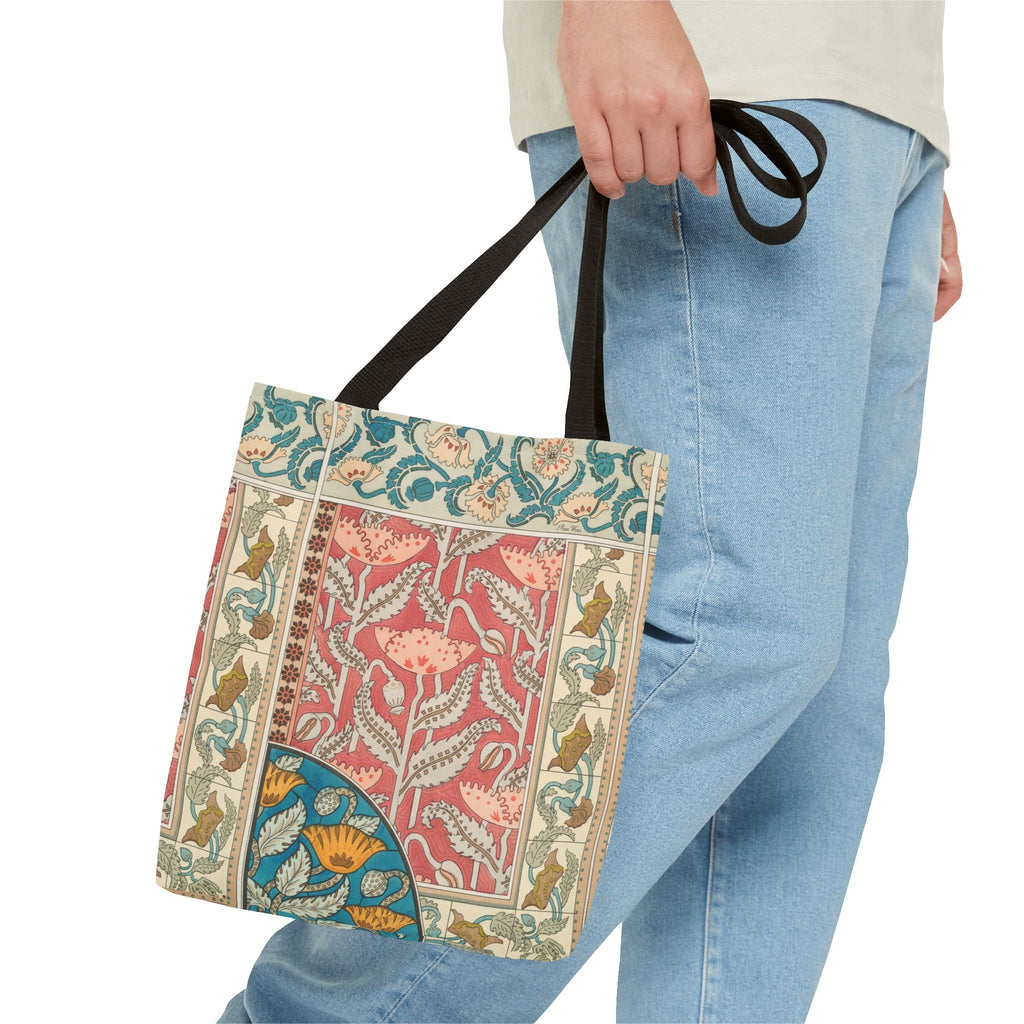 Deco Poppies Tote Bag (3 sizes, 5 handle colors to choose from)