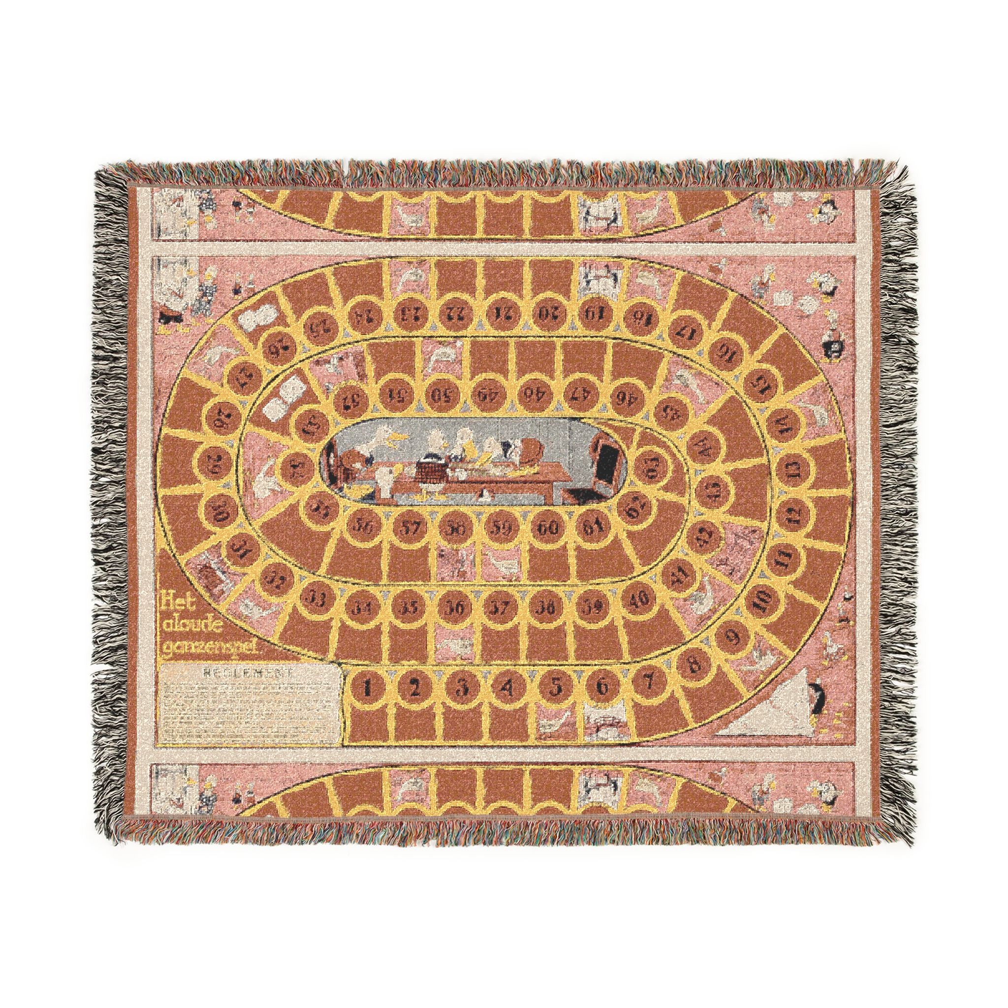 Old Game of The Goose Dutch Board Game Woven Blanket / Throw / Wall Hanging /3 sizes