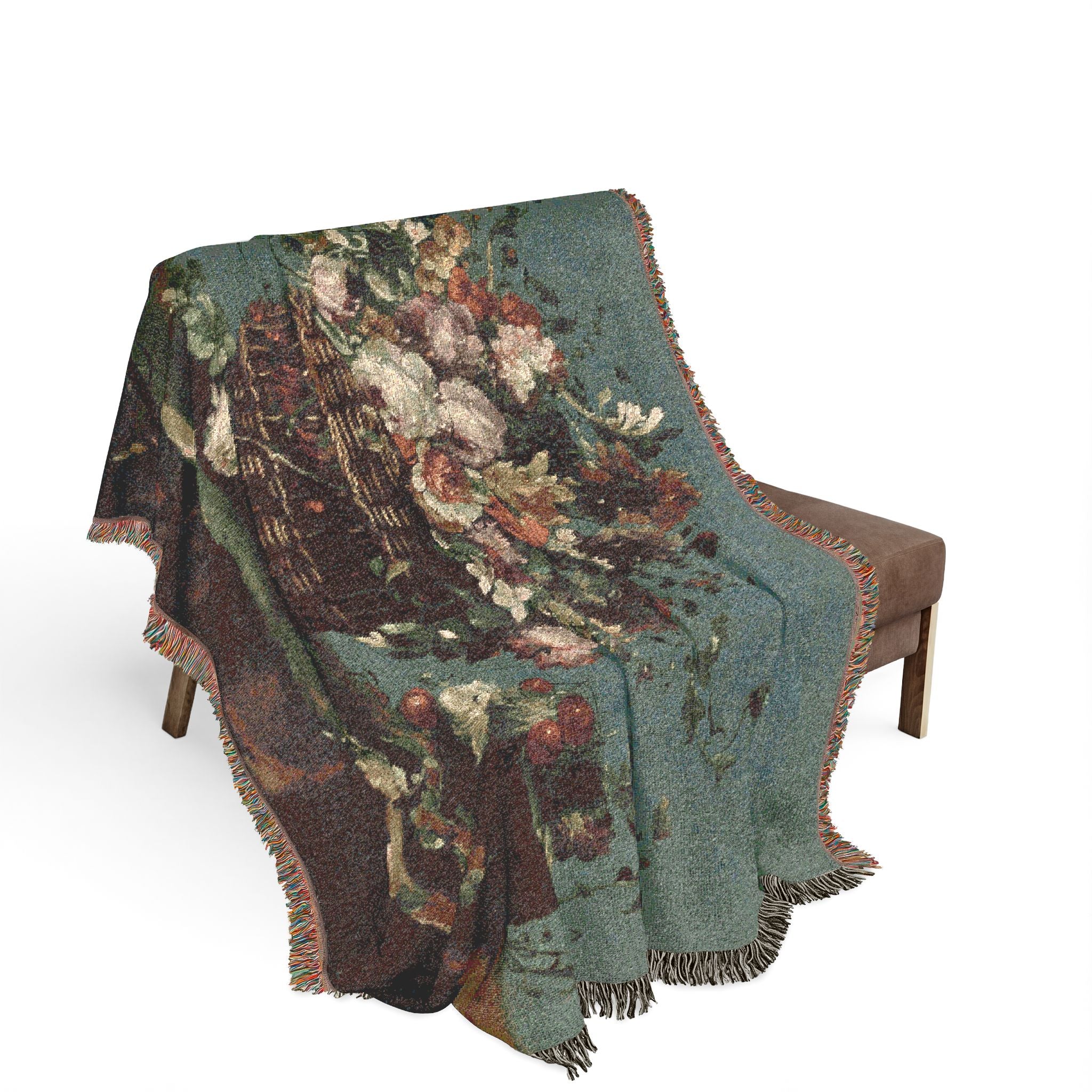 Vintage Floral Woven Blanket – Classic Still Life Throw (3 sizes)