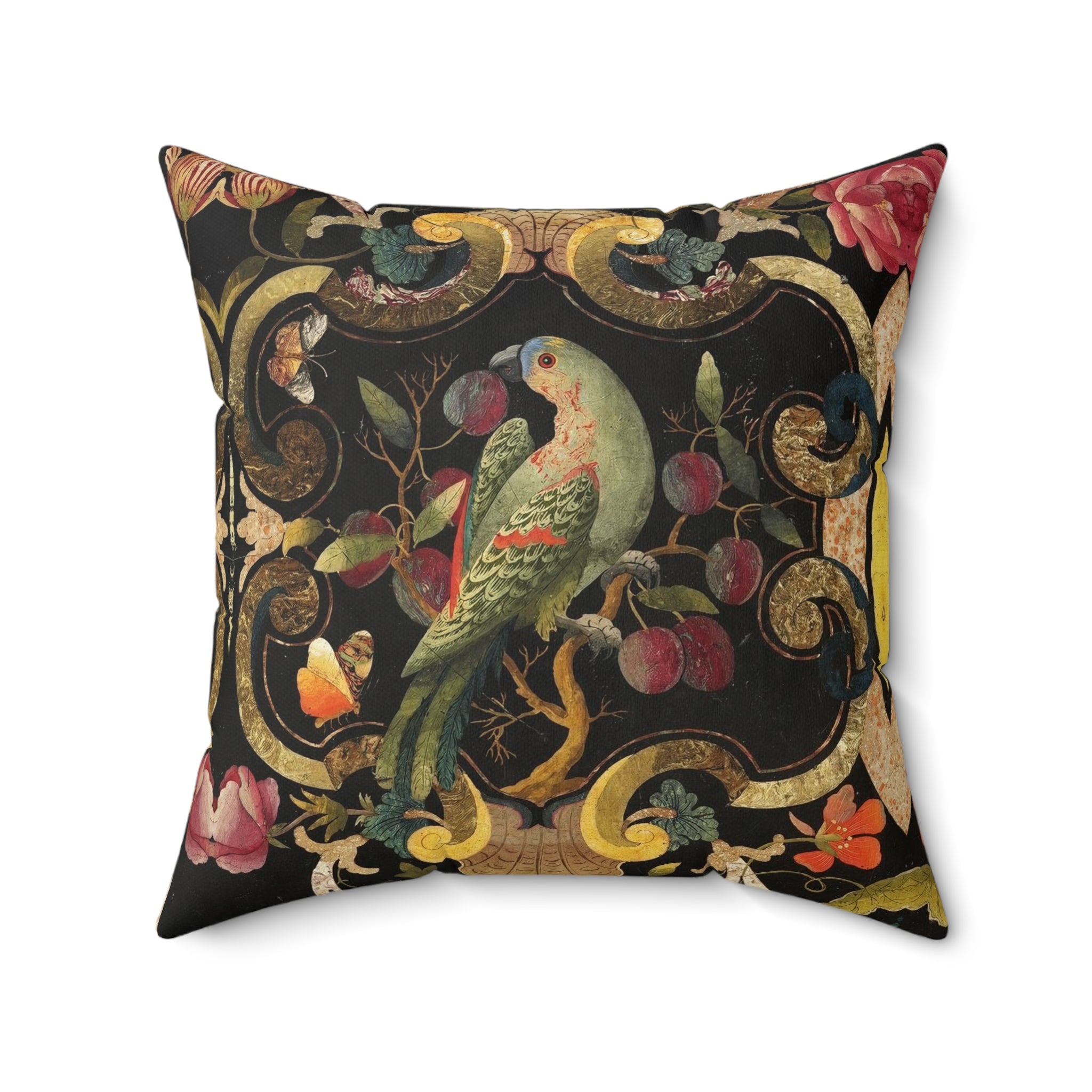 Bohemian Parrots Faux Suede Pillow, Cozy Living Room Accent (4 sizes)