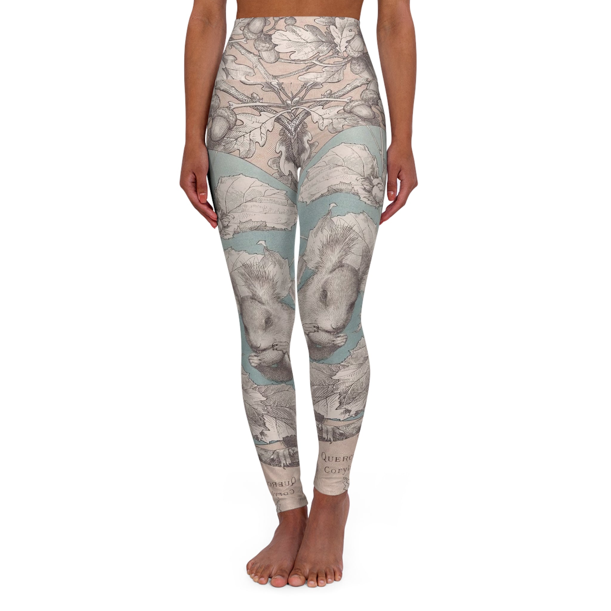 Acorns and Squirrel Artistic High Waisted Yoga Leggings / Bottoms (6 sizes)