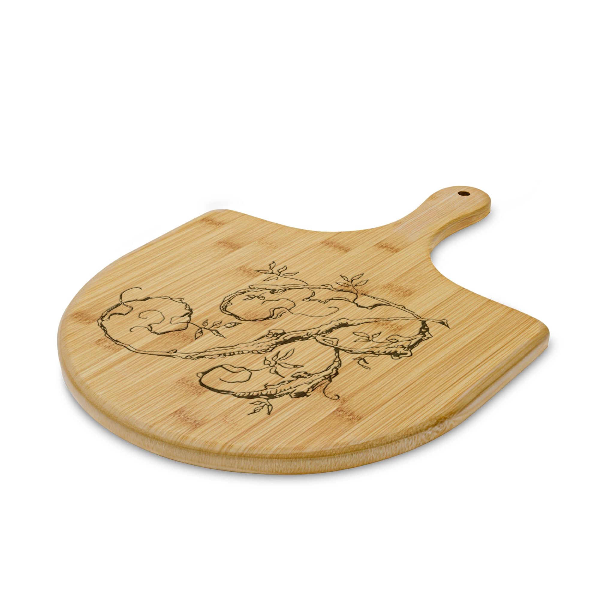 Engraved Bamboo Pizza Board – Rustic Letter B Design, Kitchen