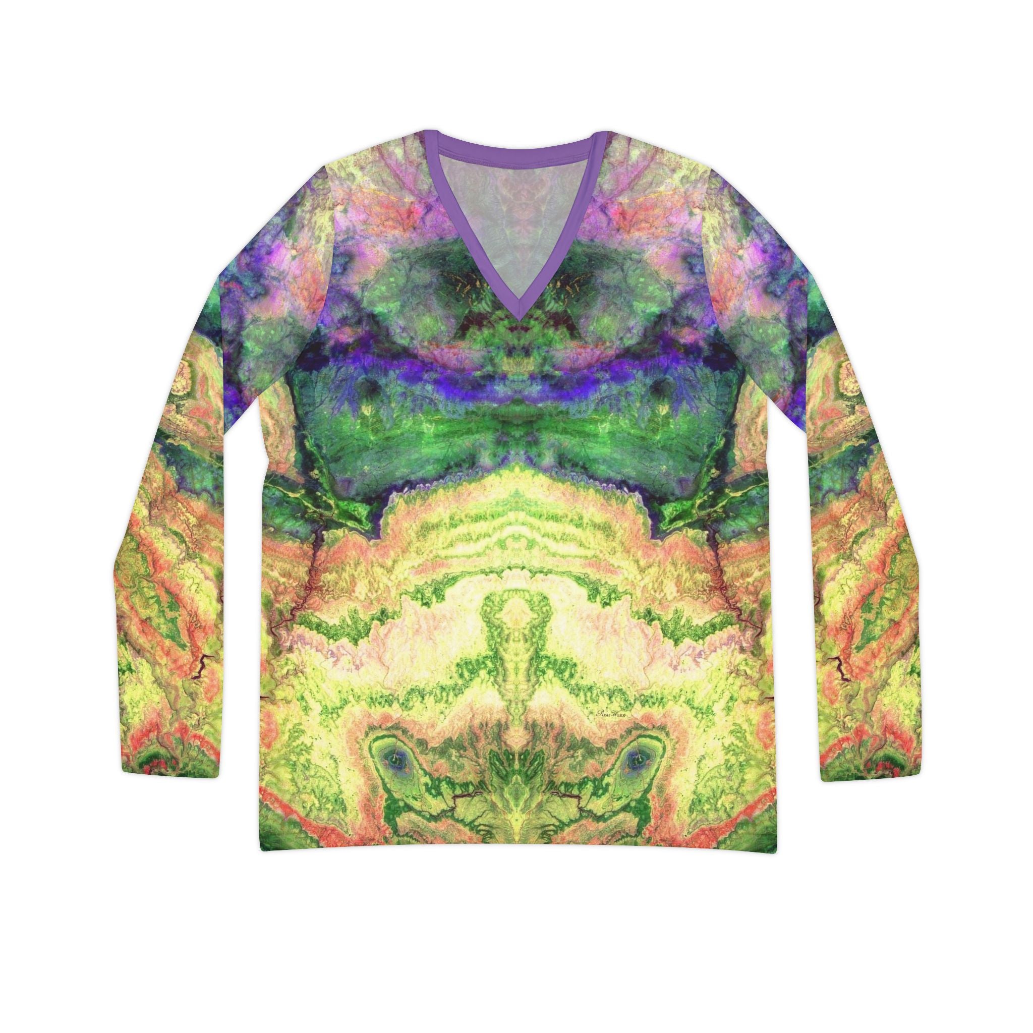 Italian Marble Paper  v.2 a Women's Long Sleeve V-neck Shirt (8 sizes)