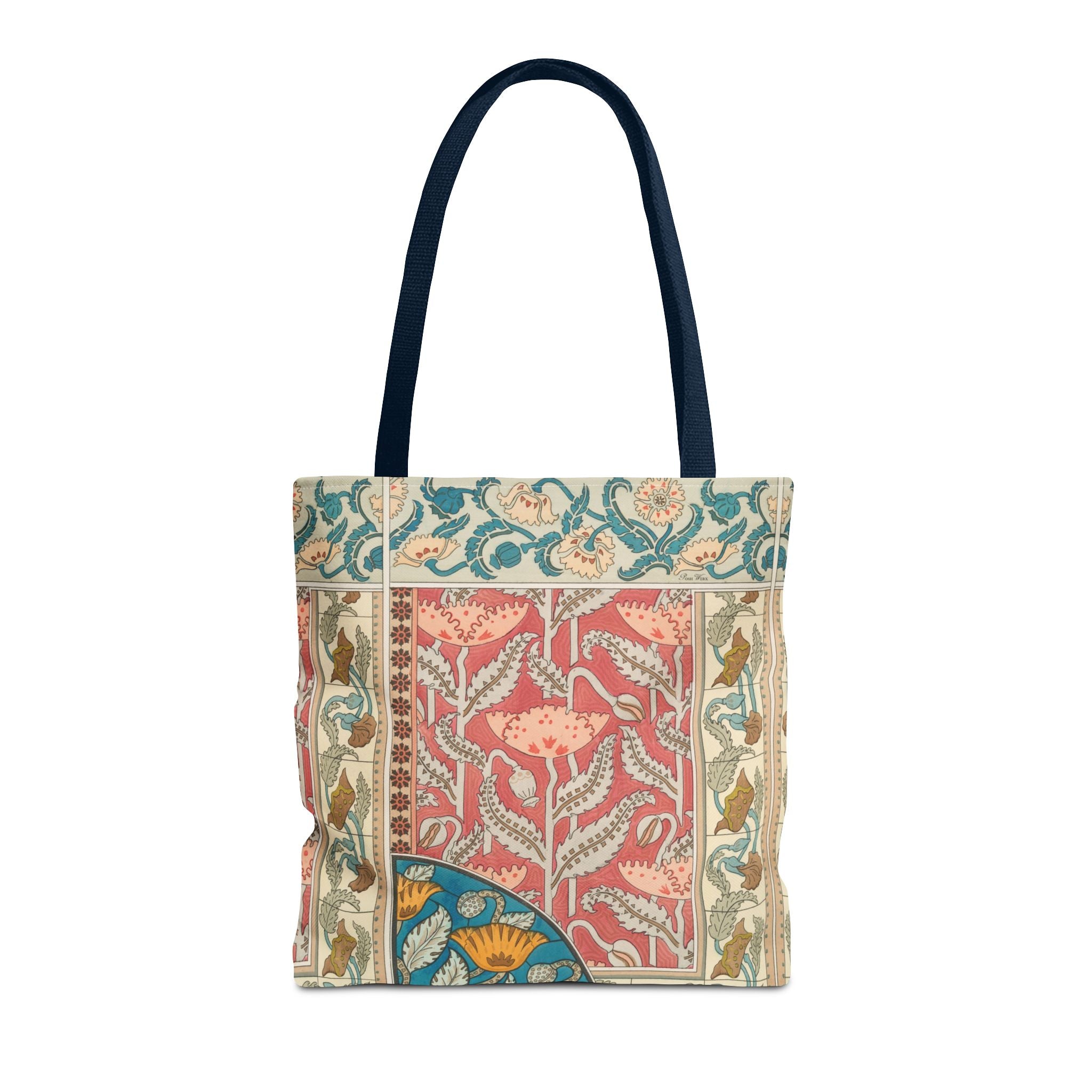 Deco Poppies Tote Bag (3 sizes, 5 handle colors to choose from)