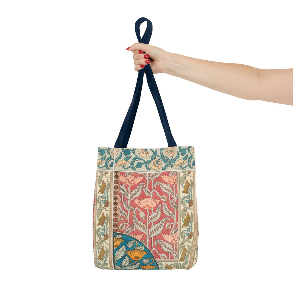 Deco Poppies Tote Bag (3 sizes, 5 handle colors to choose from)
