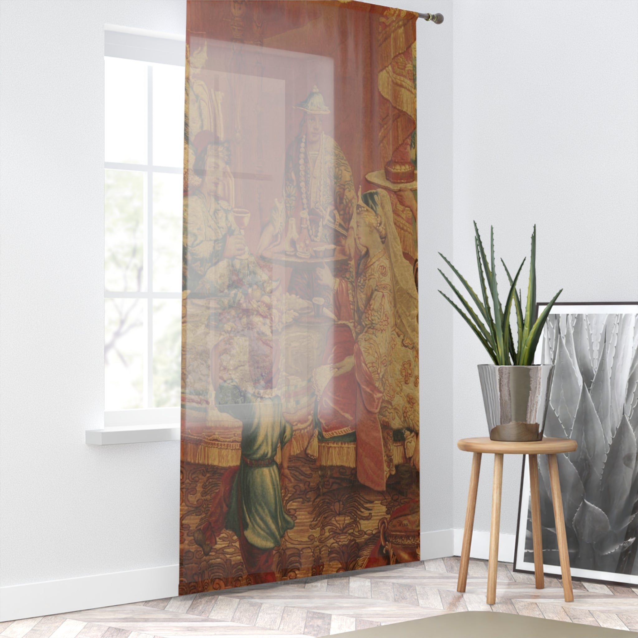 French Tapestry #2 Window Curtain (Somewhat Transparent)