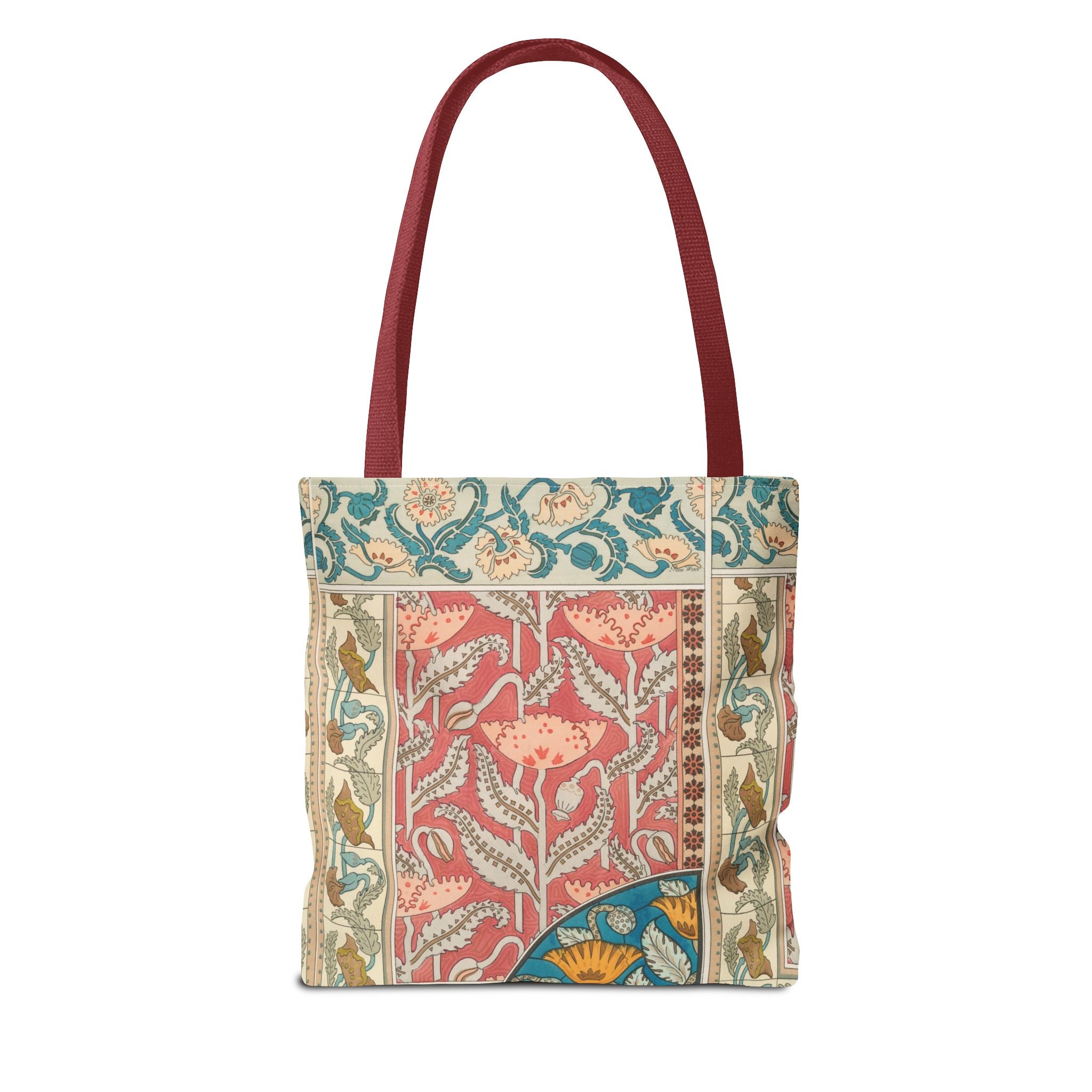 Deco Poppies Tote Bag (3 sizes, 5 handle colors to choose from)