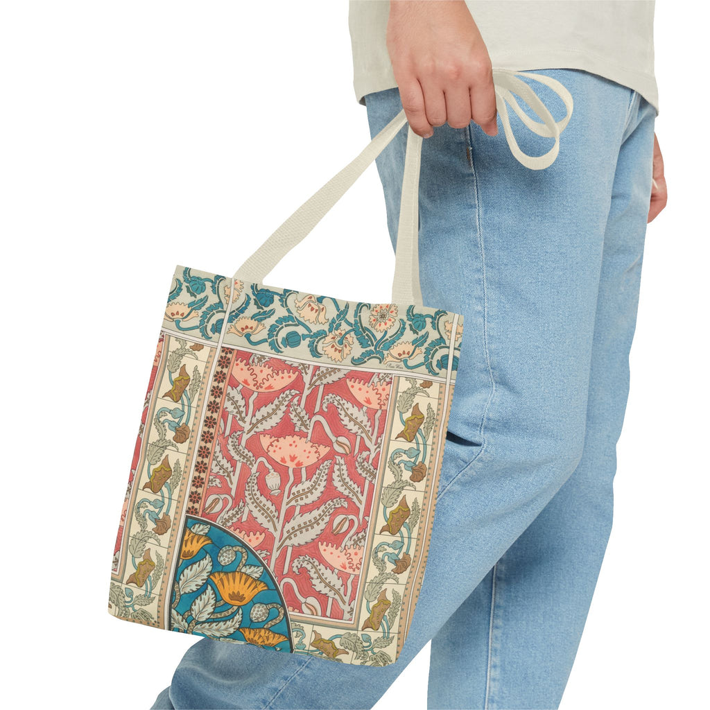 Deco Poppies Tote Bag (3 sizes, 5 handle colors to choose from)