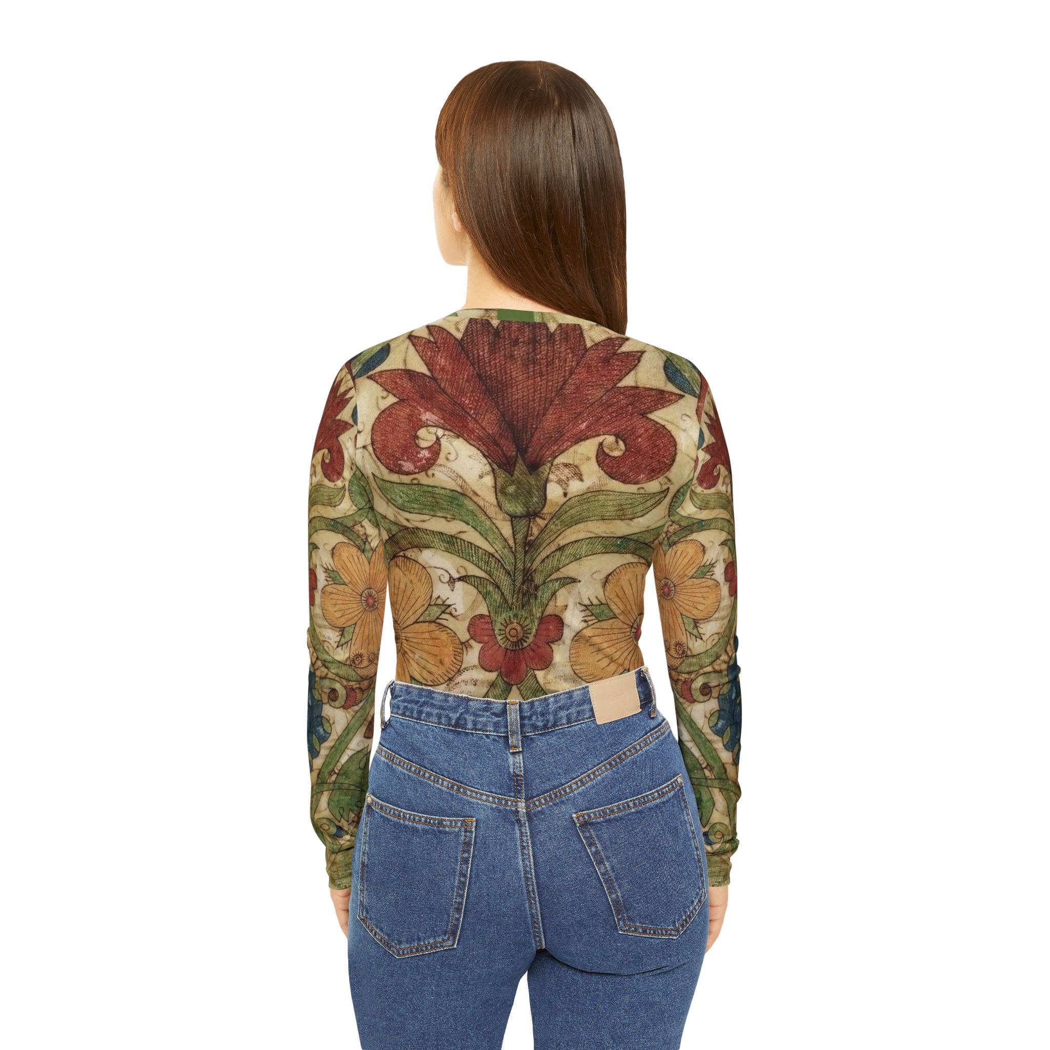 Medieval Botanicals Long Sleeve V-neck Woman's Blouse (8 sizes)