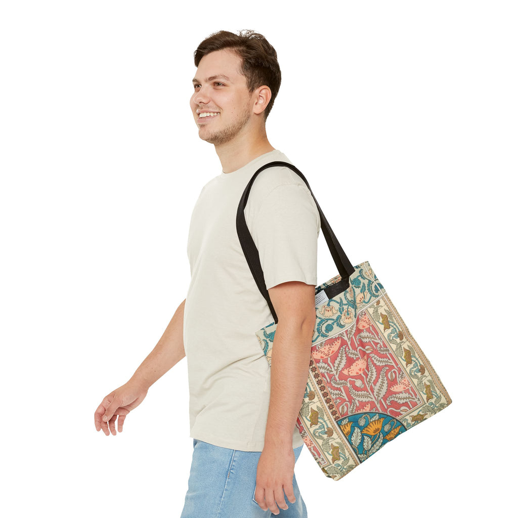 Deco Poppies Tote Bag (3 sizes, 5 handle colors to choose from)