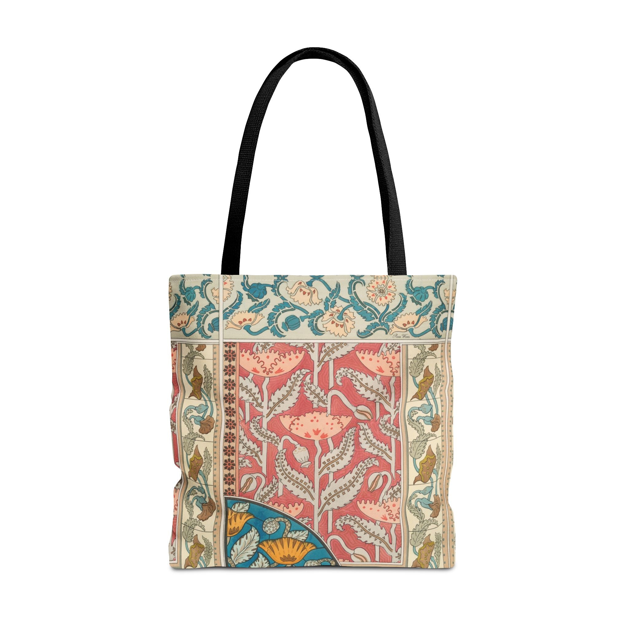 Deco Poppies Tote Bag (3 sizes, 5 handle colors to choose from)