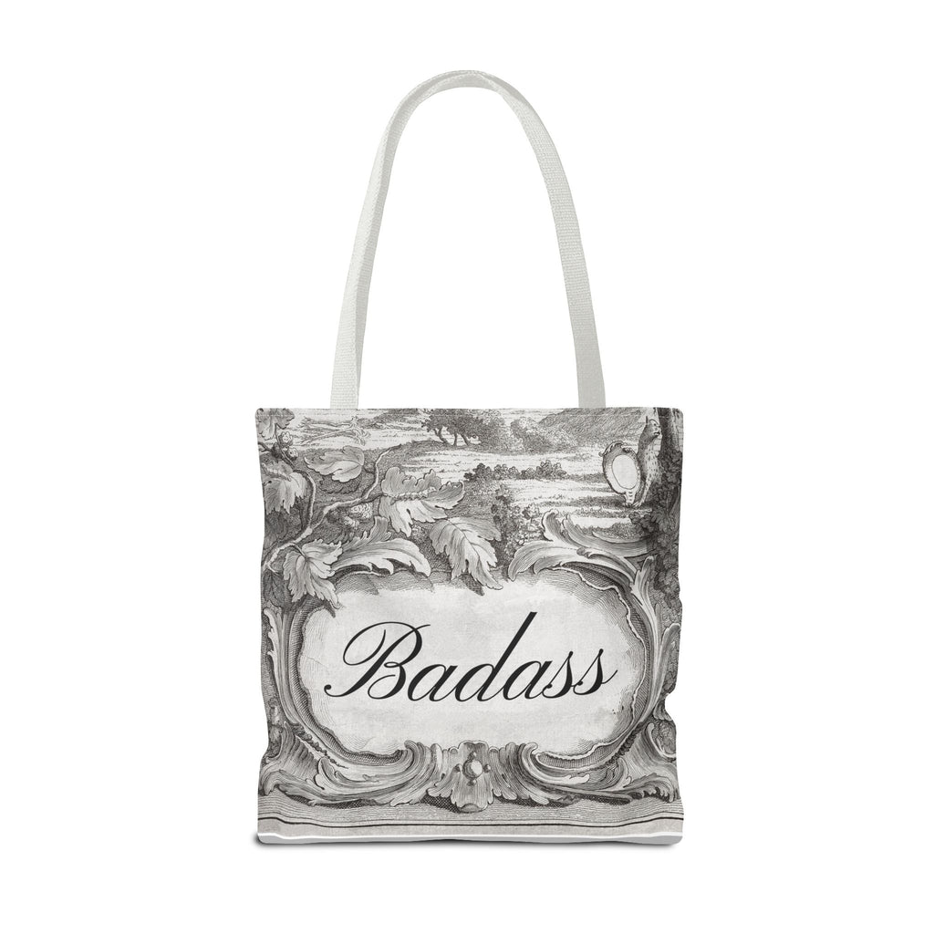 French Toile Cartouche - Badass Tote Bag (3 sizes, 5 handle colors)