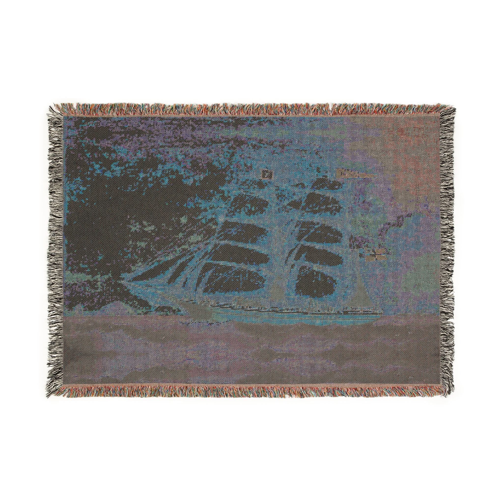 Sailing Clipper Woven Blanket / Wall Art: Nautical Ship Tapestry Throw 3 sizes