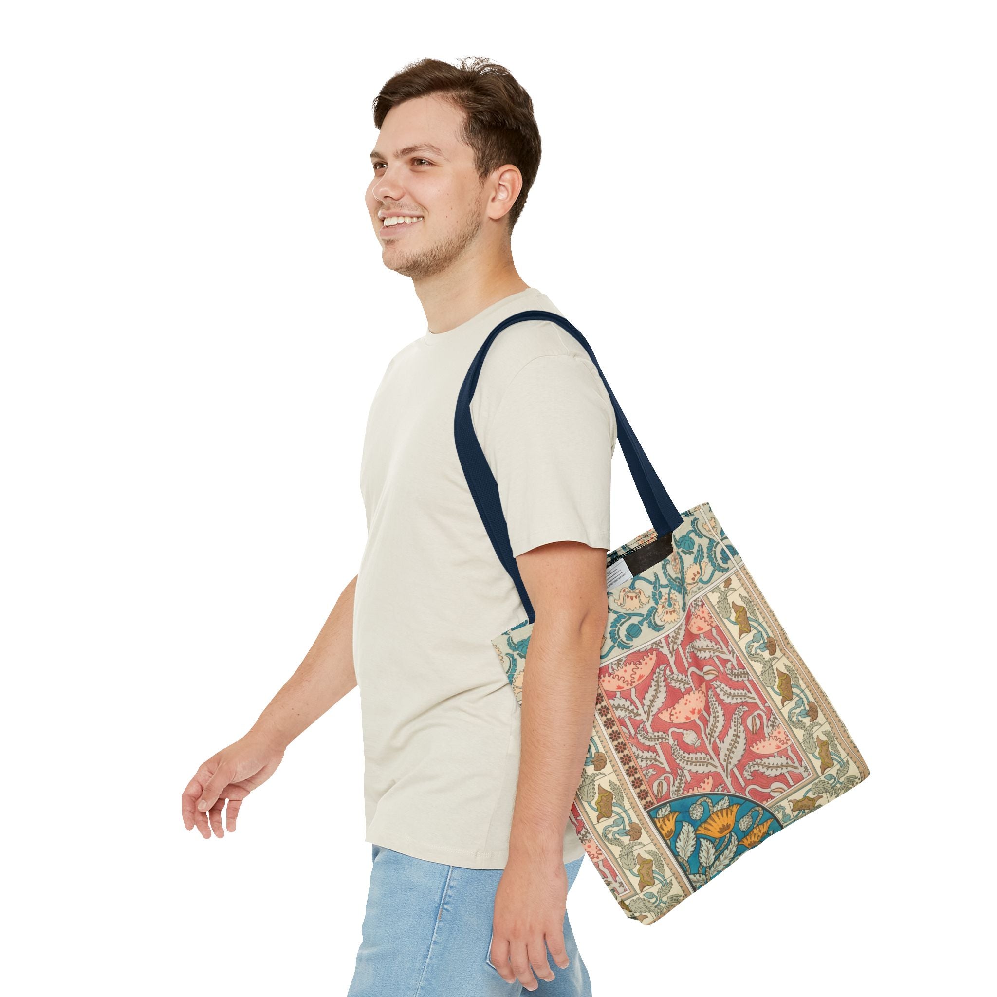 Deco Poppies Tote Bag (3 sizes, 5 handle colors to choose from)