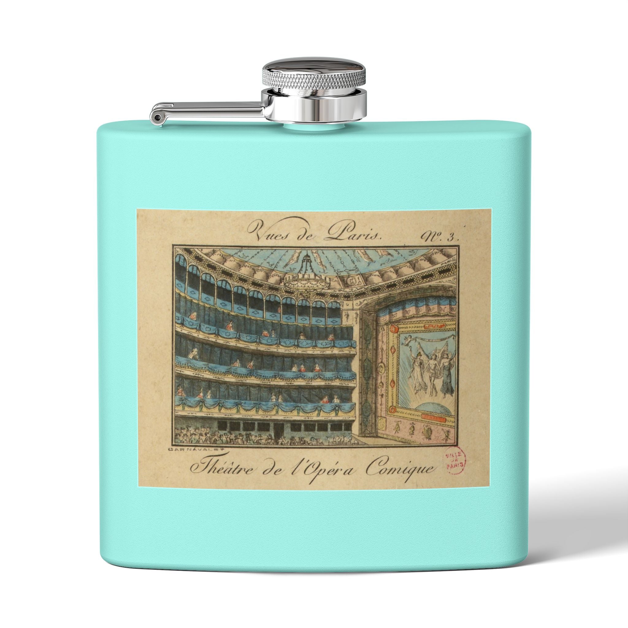 French Opera of Comedy Stainless Steel Flask, 6oz, Barware