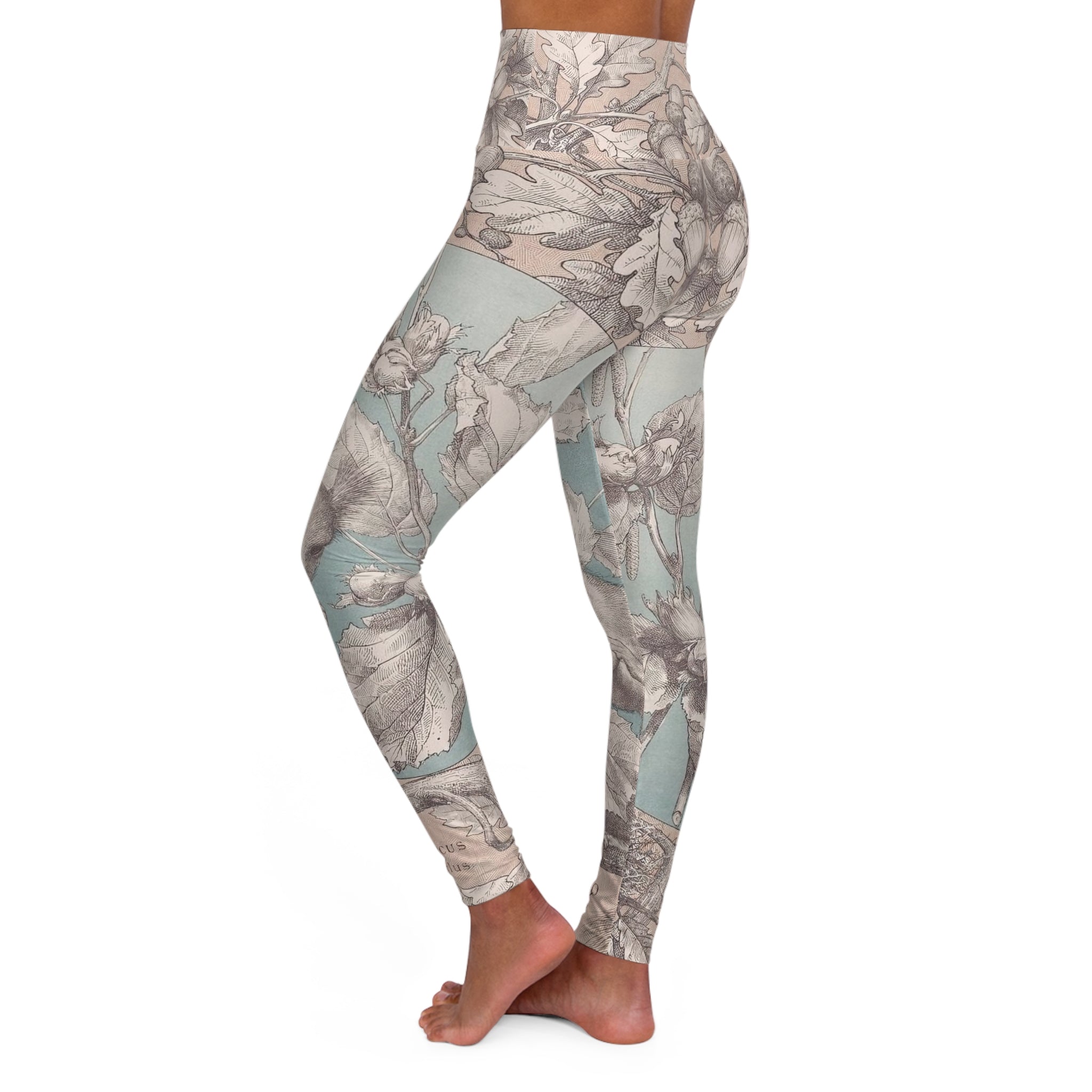 Acorns and Squirrel Artistic High Waisted Yoga Leggings / Bottoms (6 sizes)