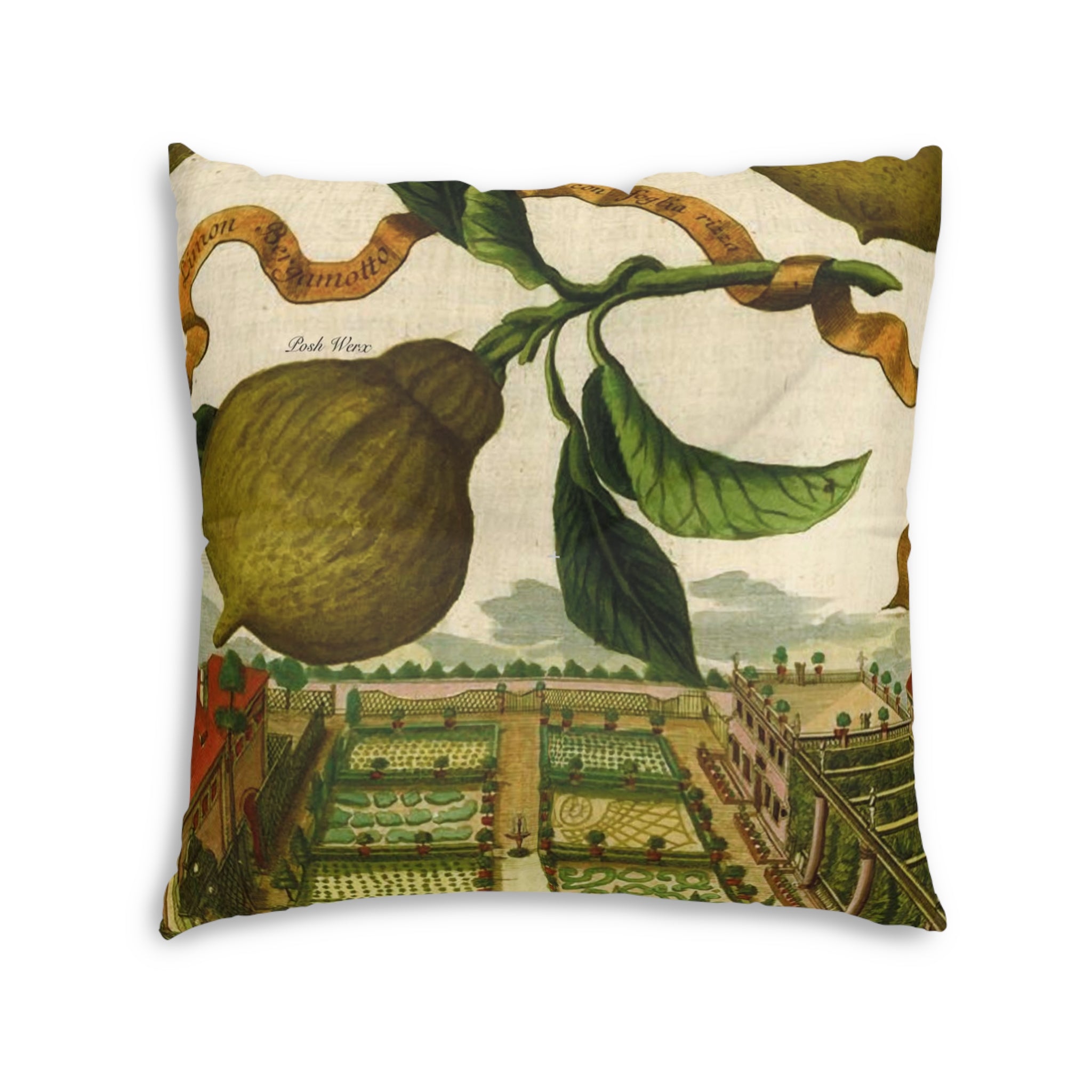 Italian Lemon Farm Tufted Floor Pillow, Square (2 sizes)