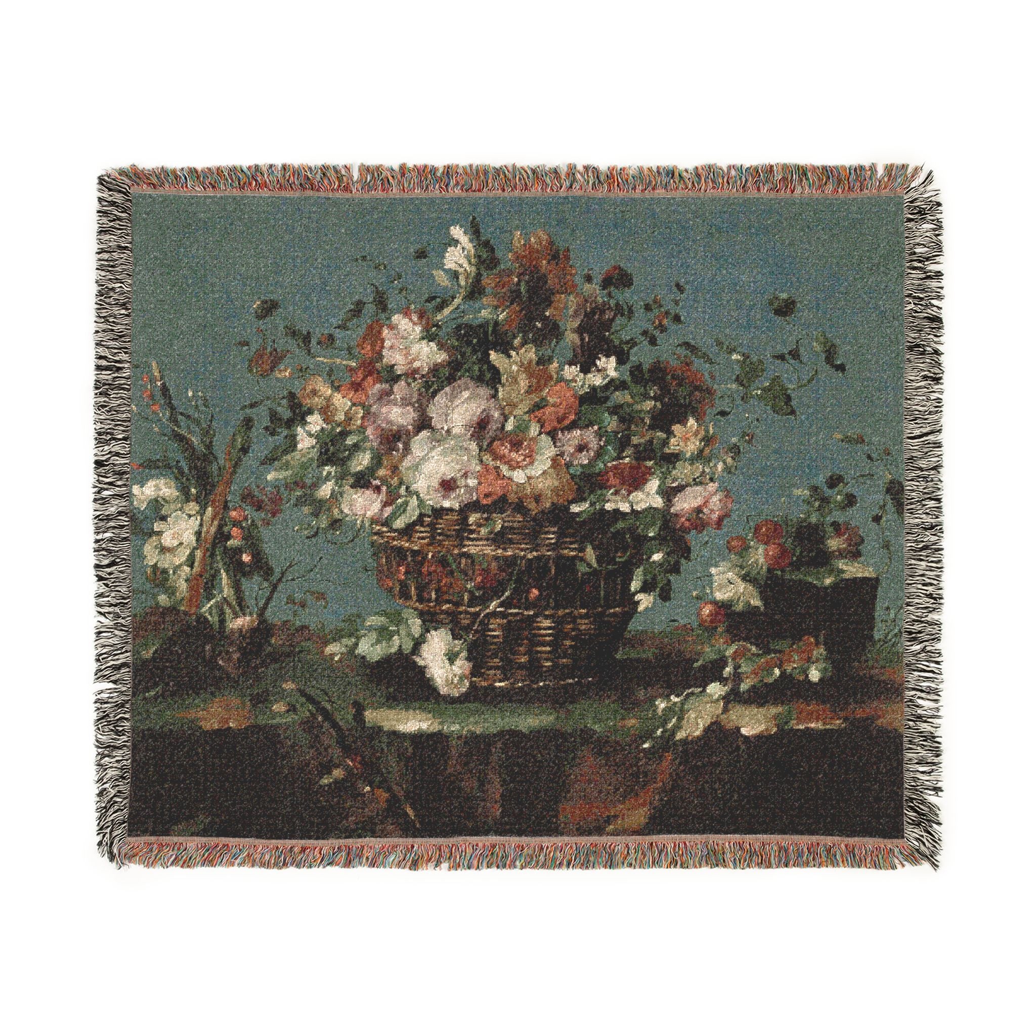 Vintage Floral Woven Blanket – Classic Still Life Throw (3 sizes)