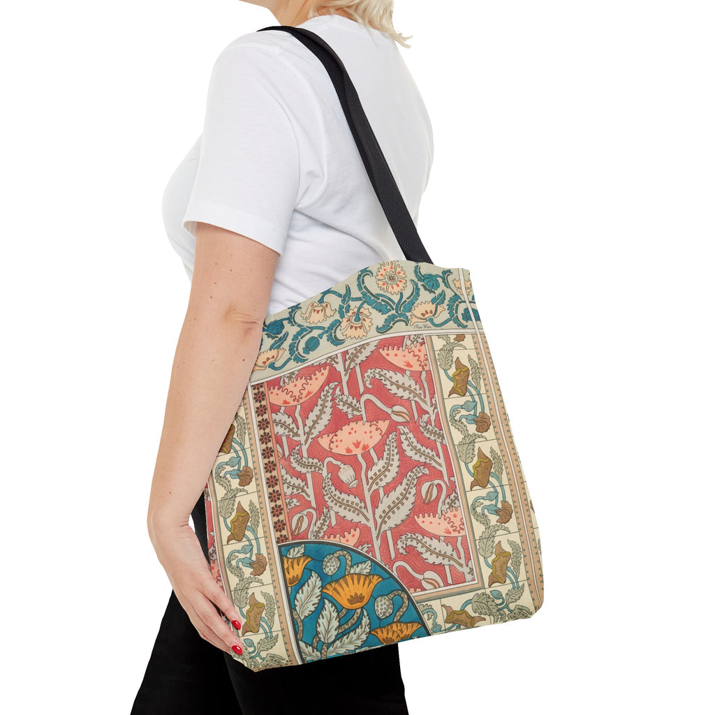 Deco Poppies Tote Bag (3 sizes, 5 handle colors to choose from)