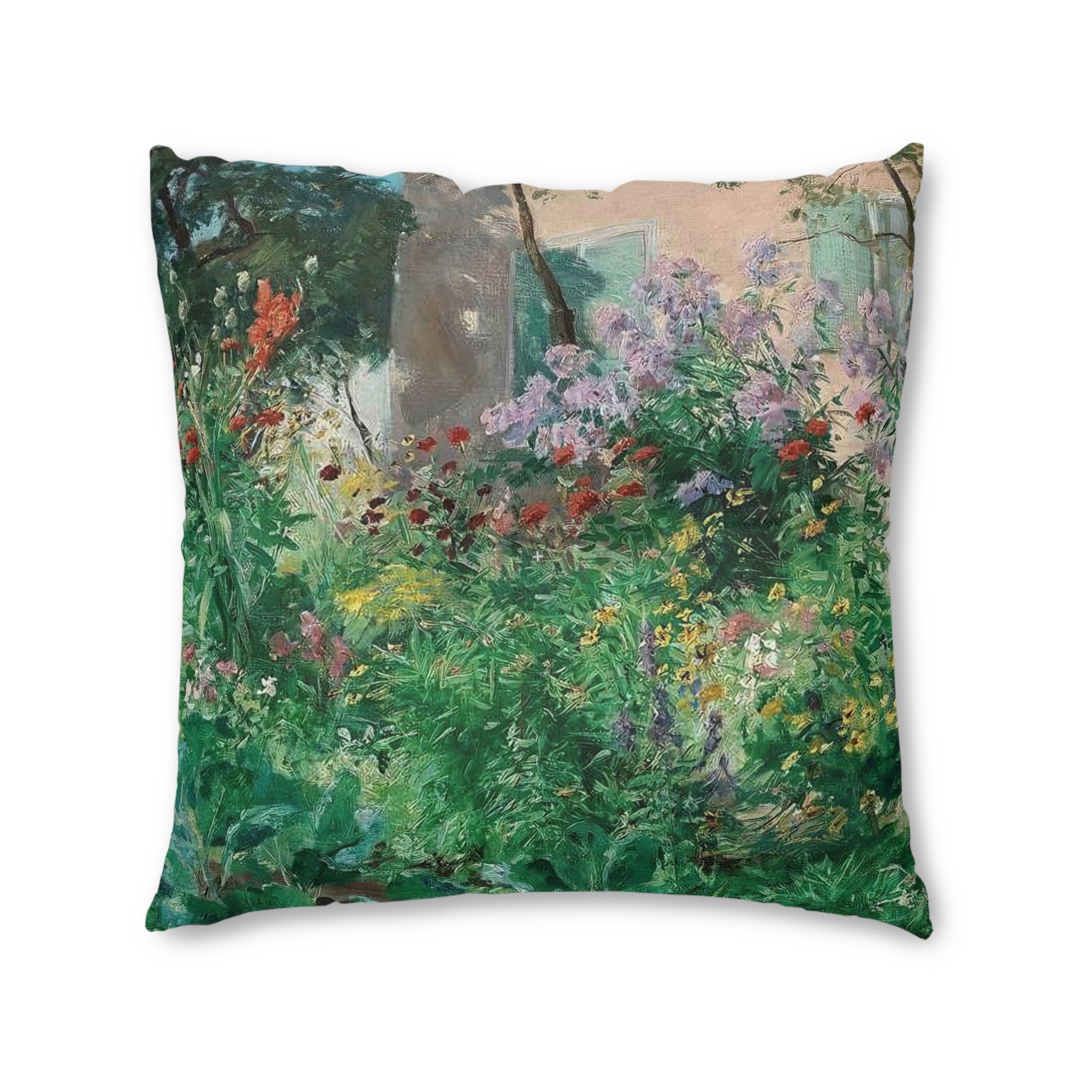 Garden and French House w Shutters Tufted Floor Pillow, Square (2 sizes)