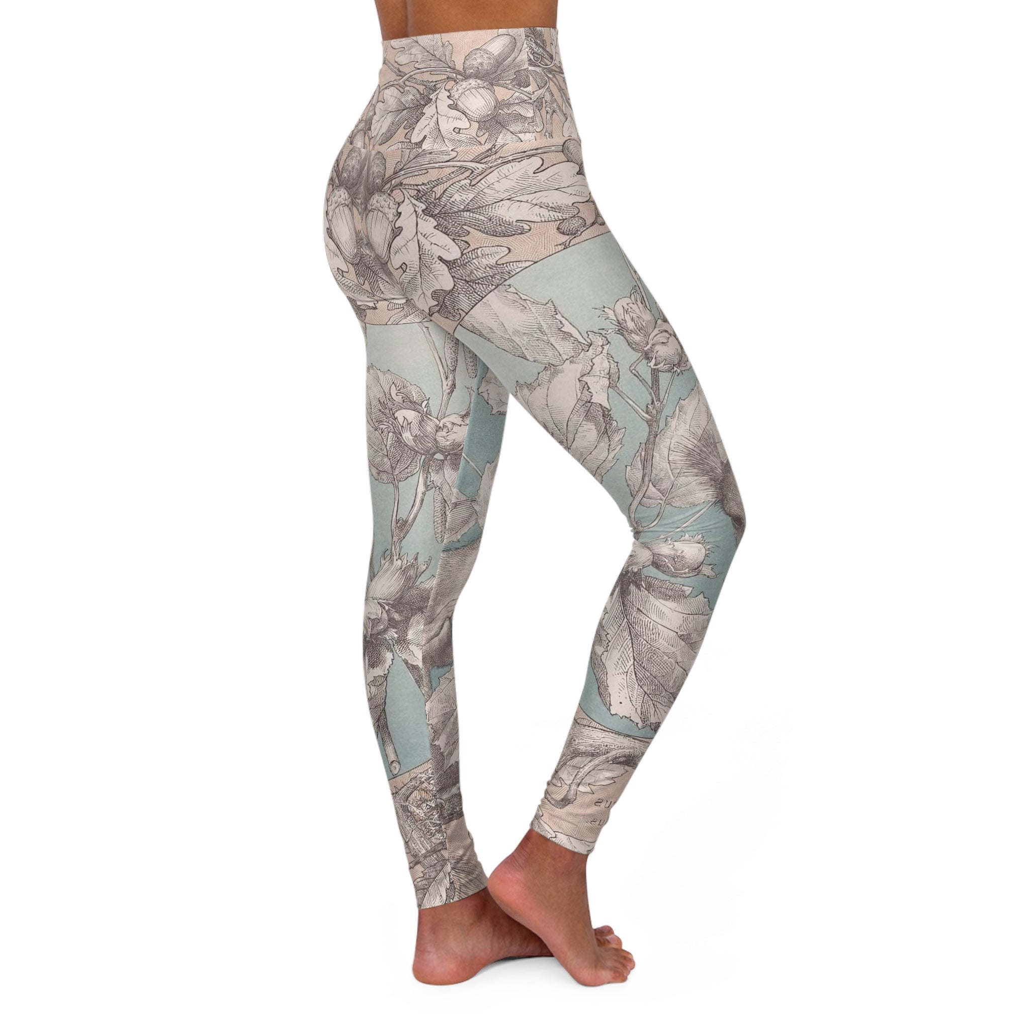 Acorns and Squirrel Artistic High Waisted Yoga Leggings / Bottoms (6 sizes)