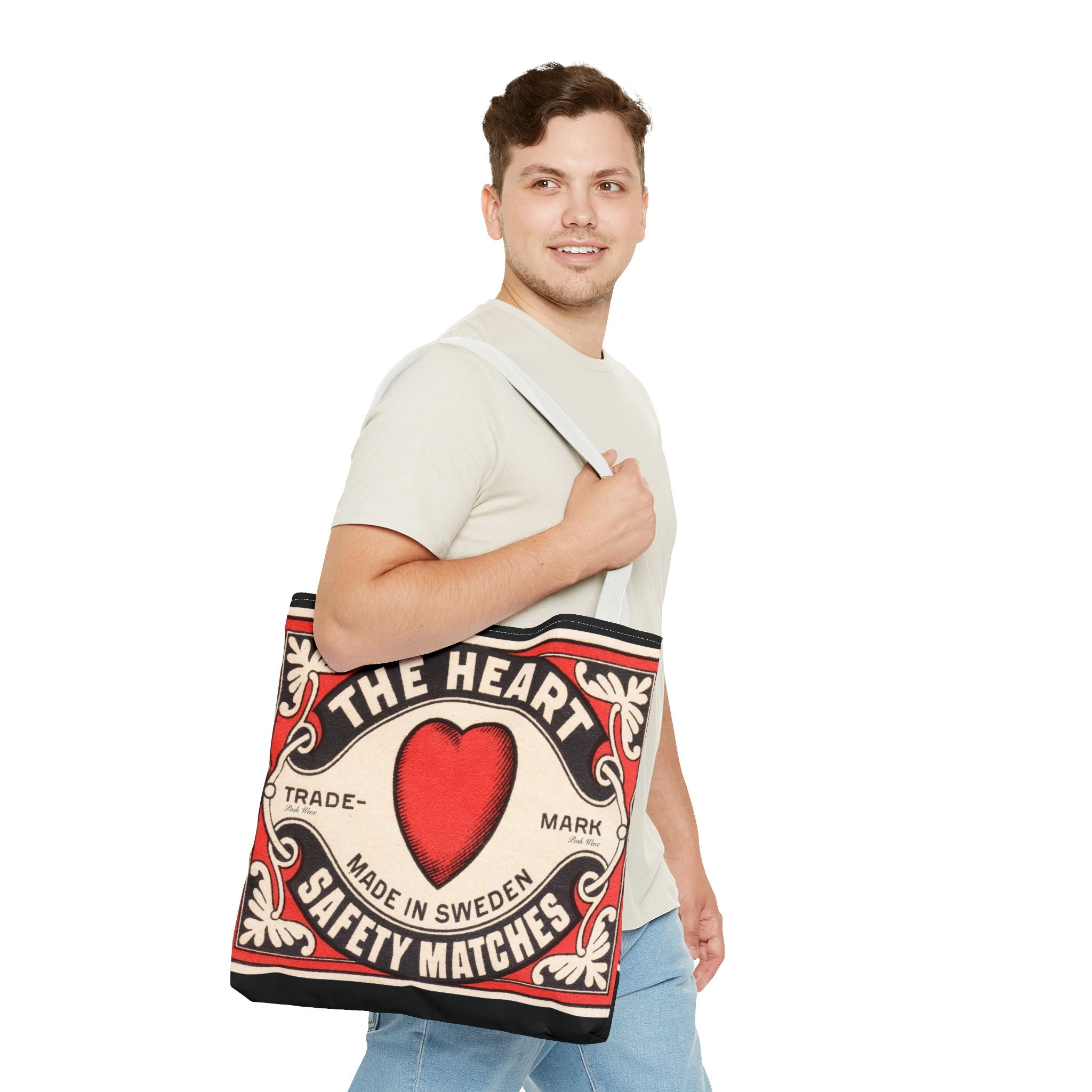 The Heart Safety Match Tote Bag (3 sizes, multiple handle colors)